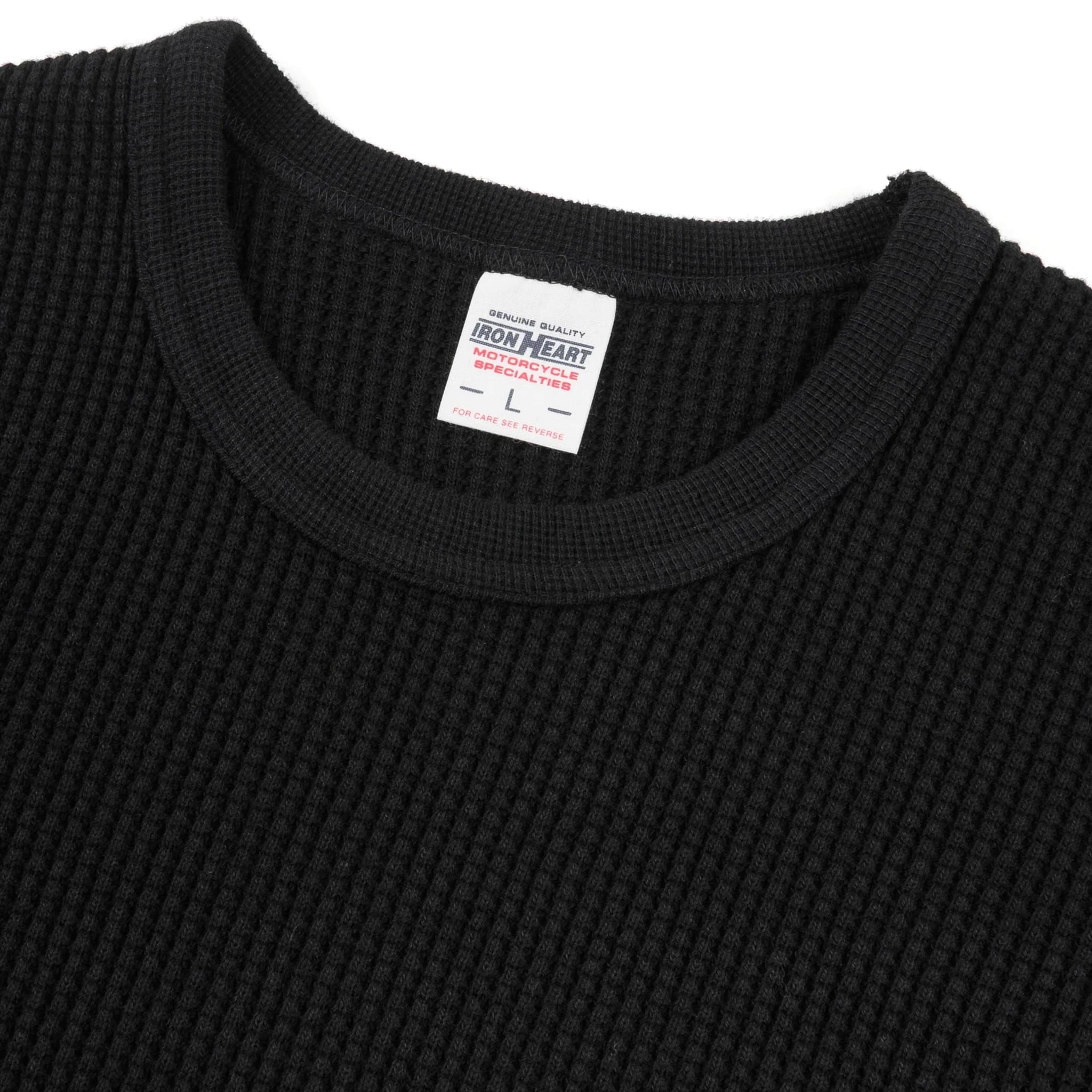 Iron Heart IHTL-1301-BLK Waffle Knit Long Sleeved Crew Neck