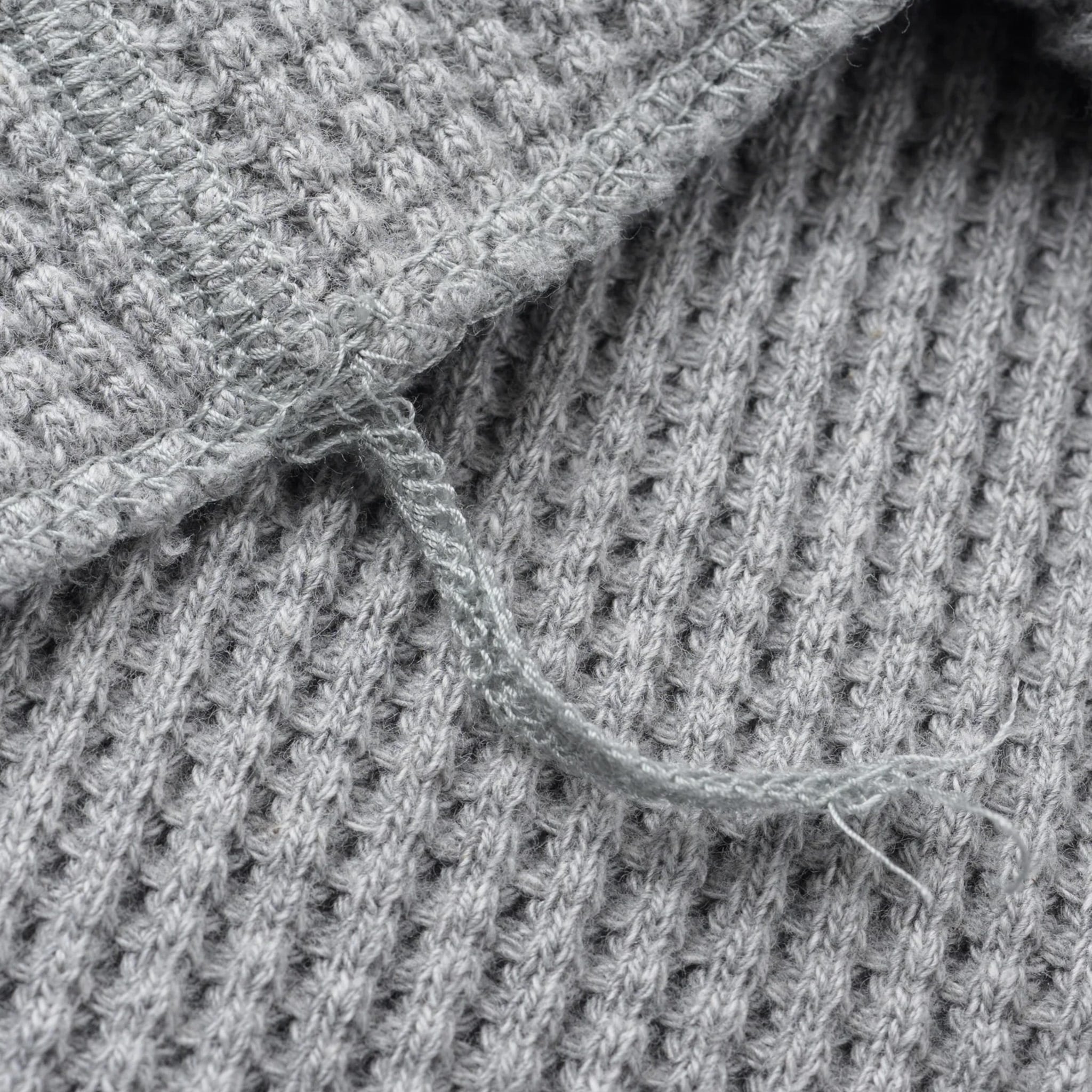 IHTL-1301-GRY Waffle Knit Long Sleeved Crew Neck Thermal Top - Grey