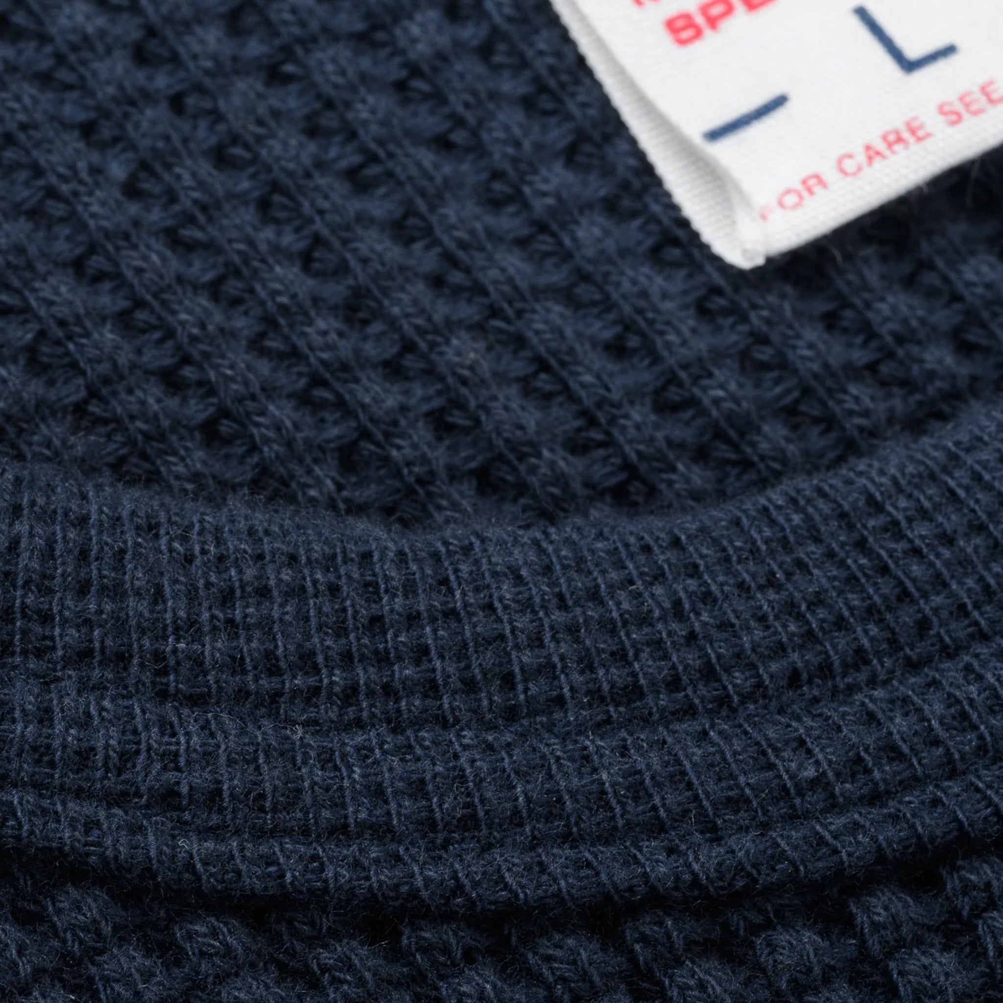IHTL-1301-NAV Waffle Knit Long Sleeved Crew Neck Thermal Top - Navy
