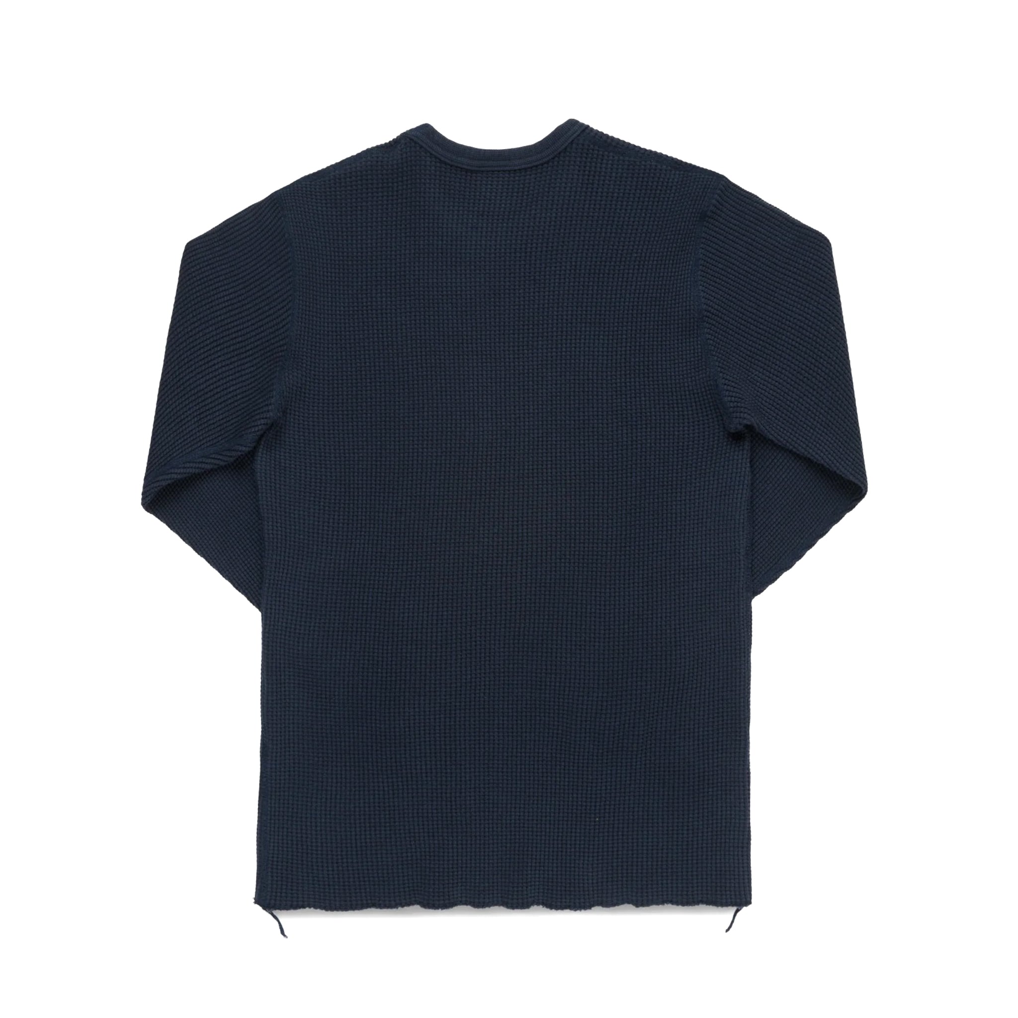 IHTL-1301-NAV Waffle Knit Long Sleeved Crew Neck Thermal Top - Navy