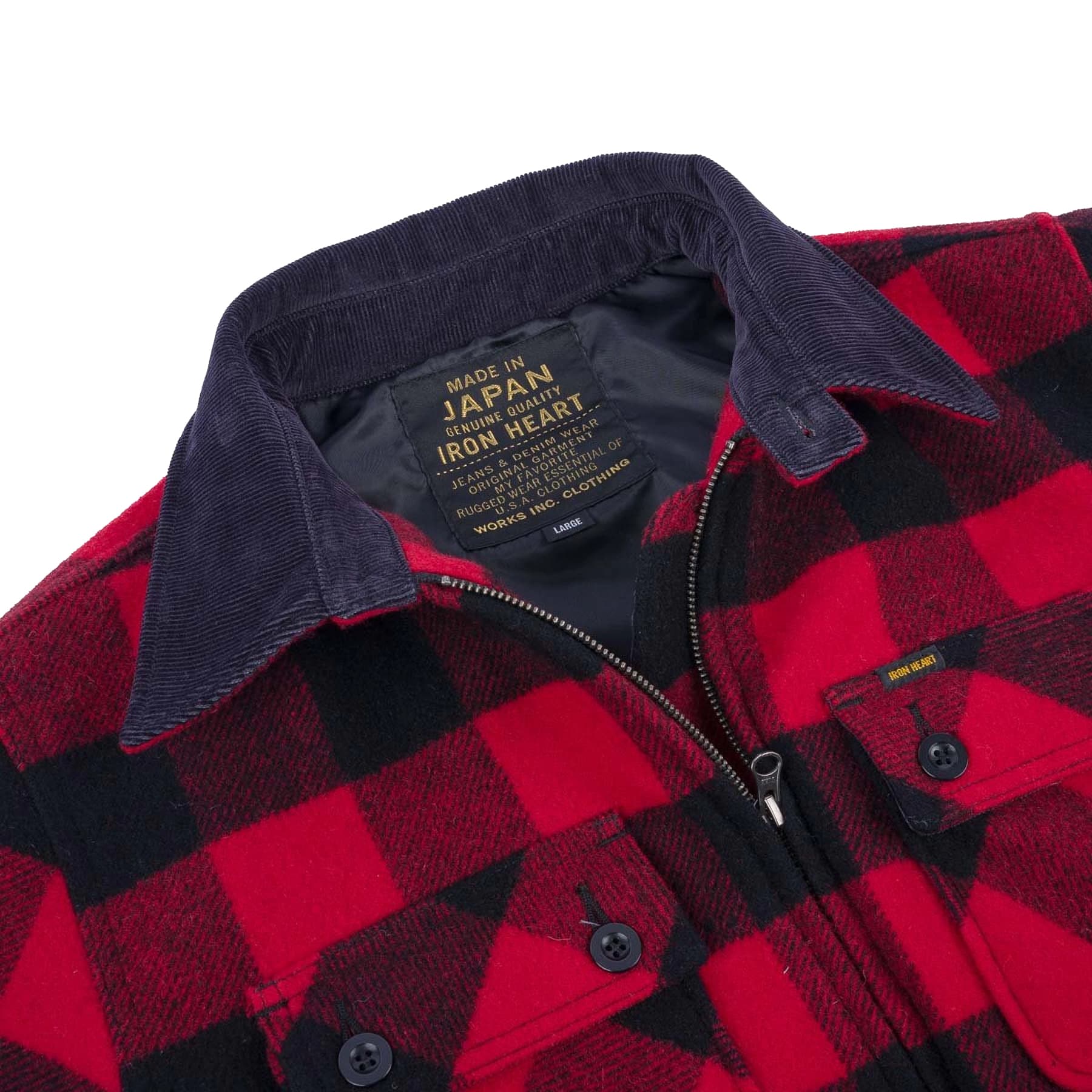IHW-20-RED Wool Buffalo Check Bush Jacket - Red