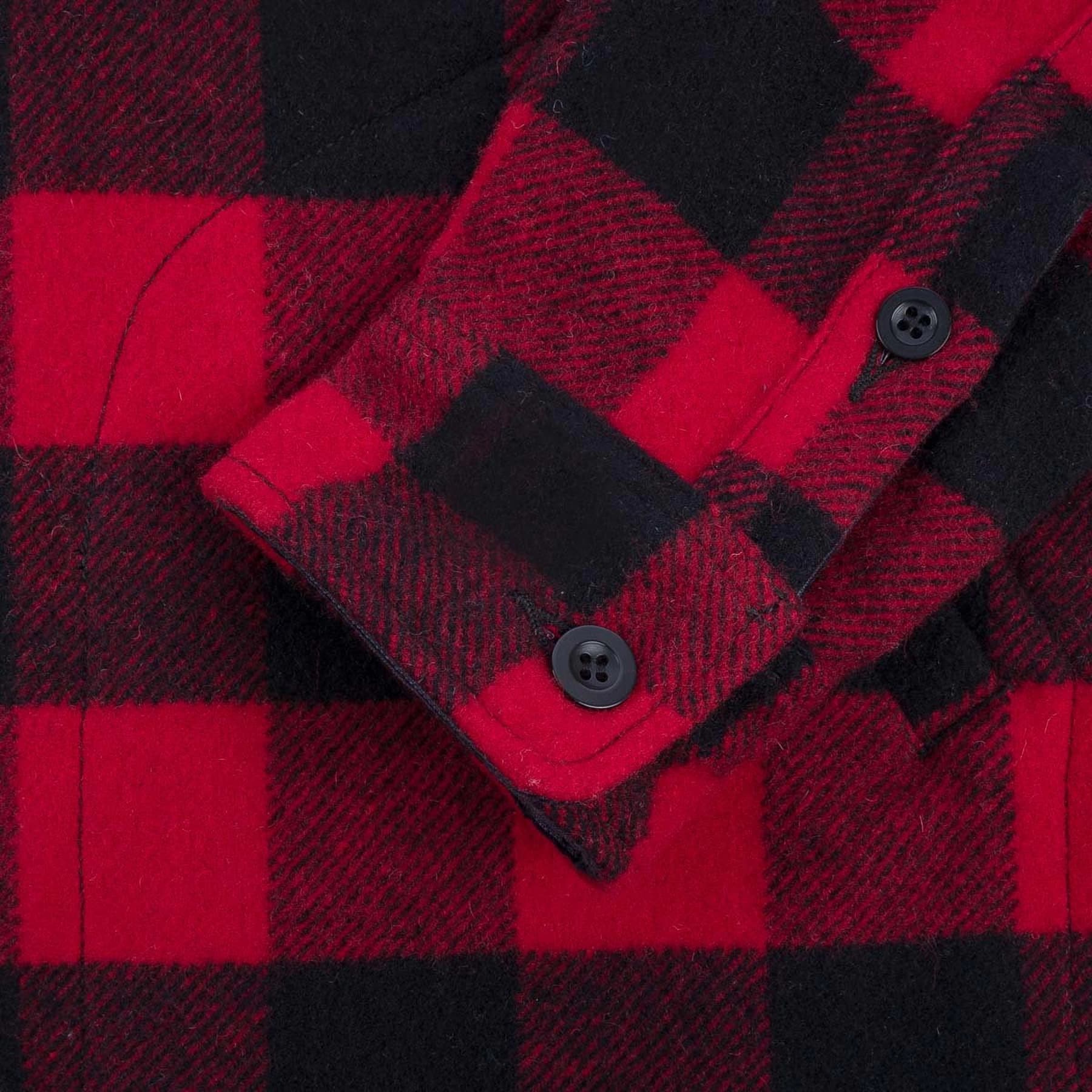IHW-20-RED Wool Buffalo Check Bush Jacket - Red