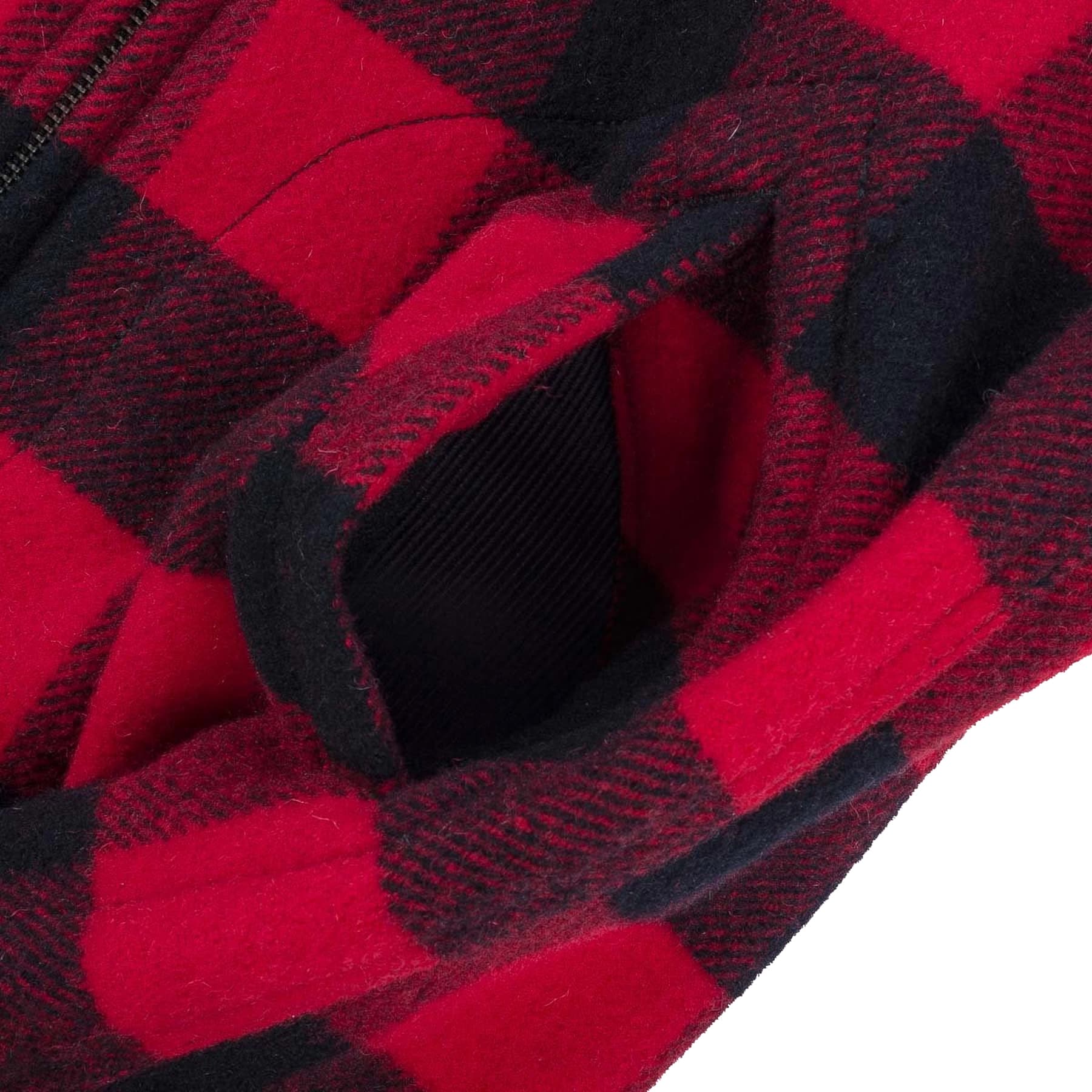 IHW-20-RED Wool Buffalo Check Bush Jacket - Red