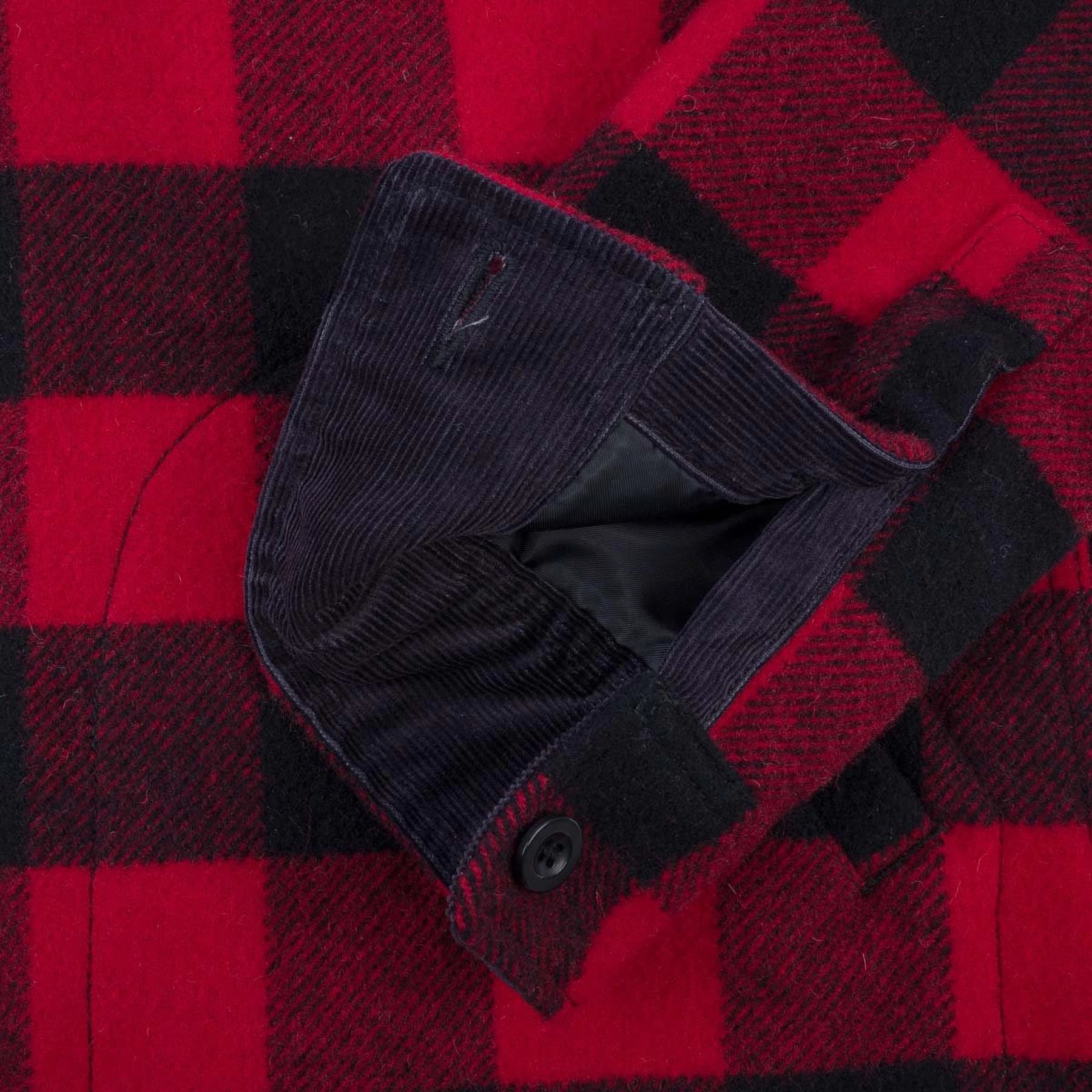 IHW-20-RED Wool Buffalo Check Bush Jacket - Red