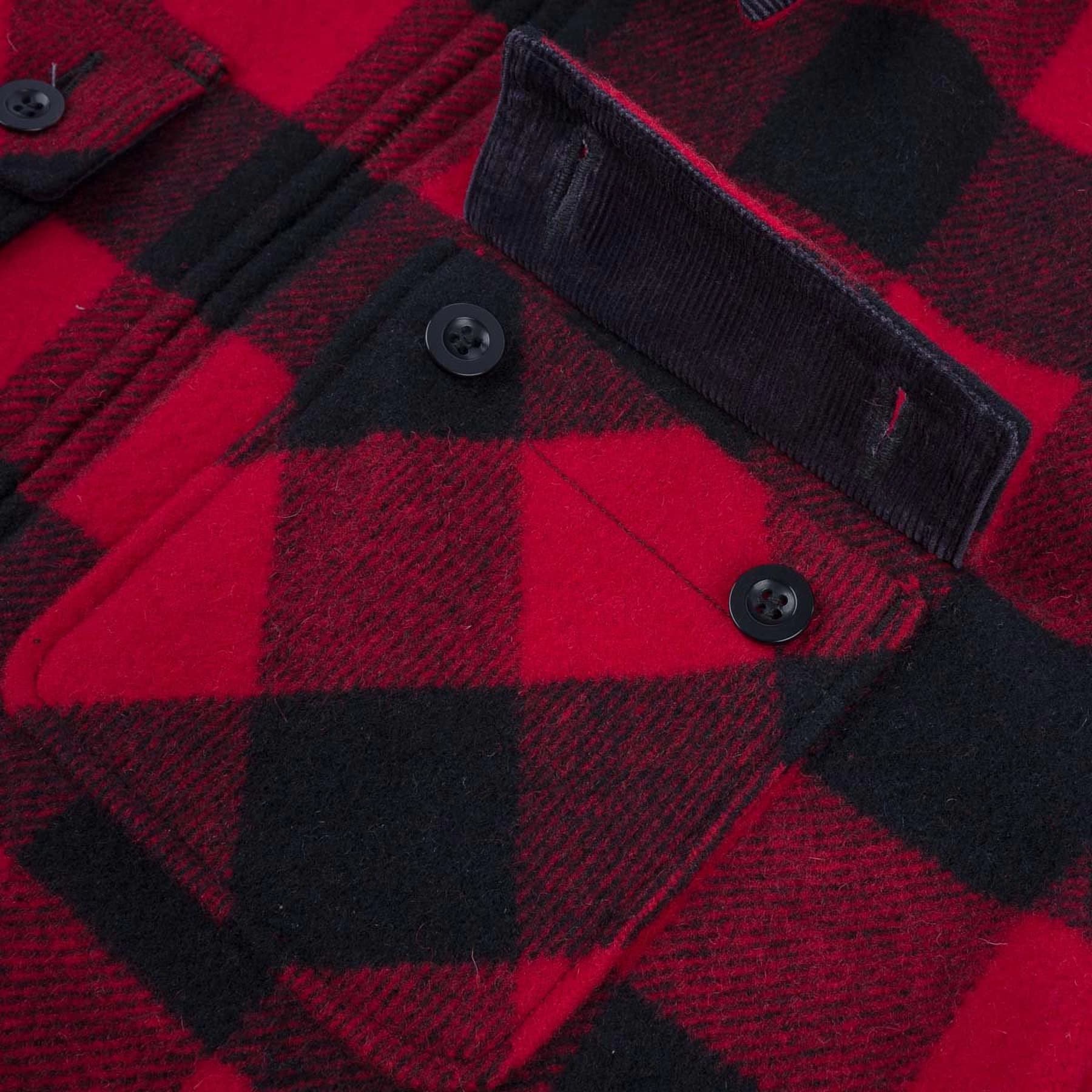 IHW-20-RED Wool Buffalo Check Bush Jacket - Red
