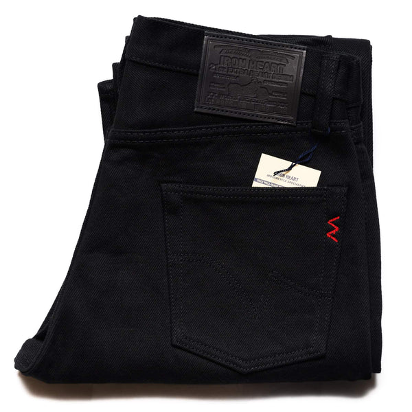 Iron Heart IH-888S-SB - 21oz Selvedge Denim Medium/High Rise Tapered Cut Superblack Non-Fade