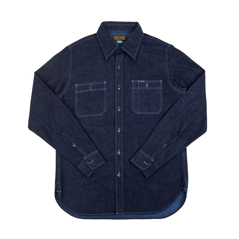 Iron Heart IHSH-353-BLU - 10oz Selvedge Denim Work Shirt Indigo Overdyed Blue