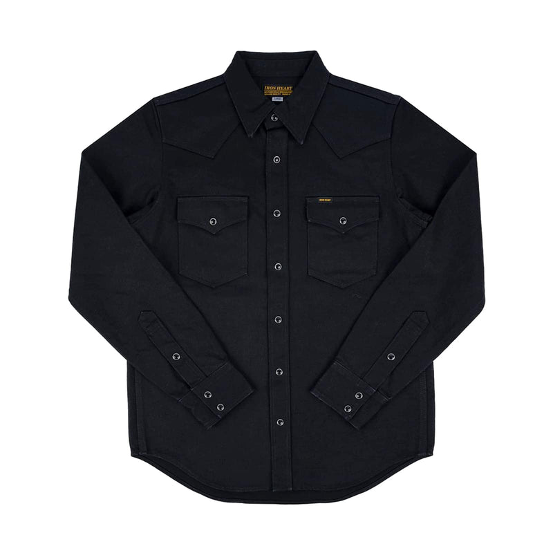 IHSH-361-BLK - 16oz Non-Selvedge Denim Western Shirt -  Superblack
