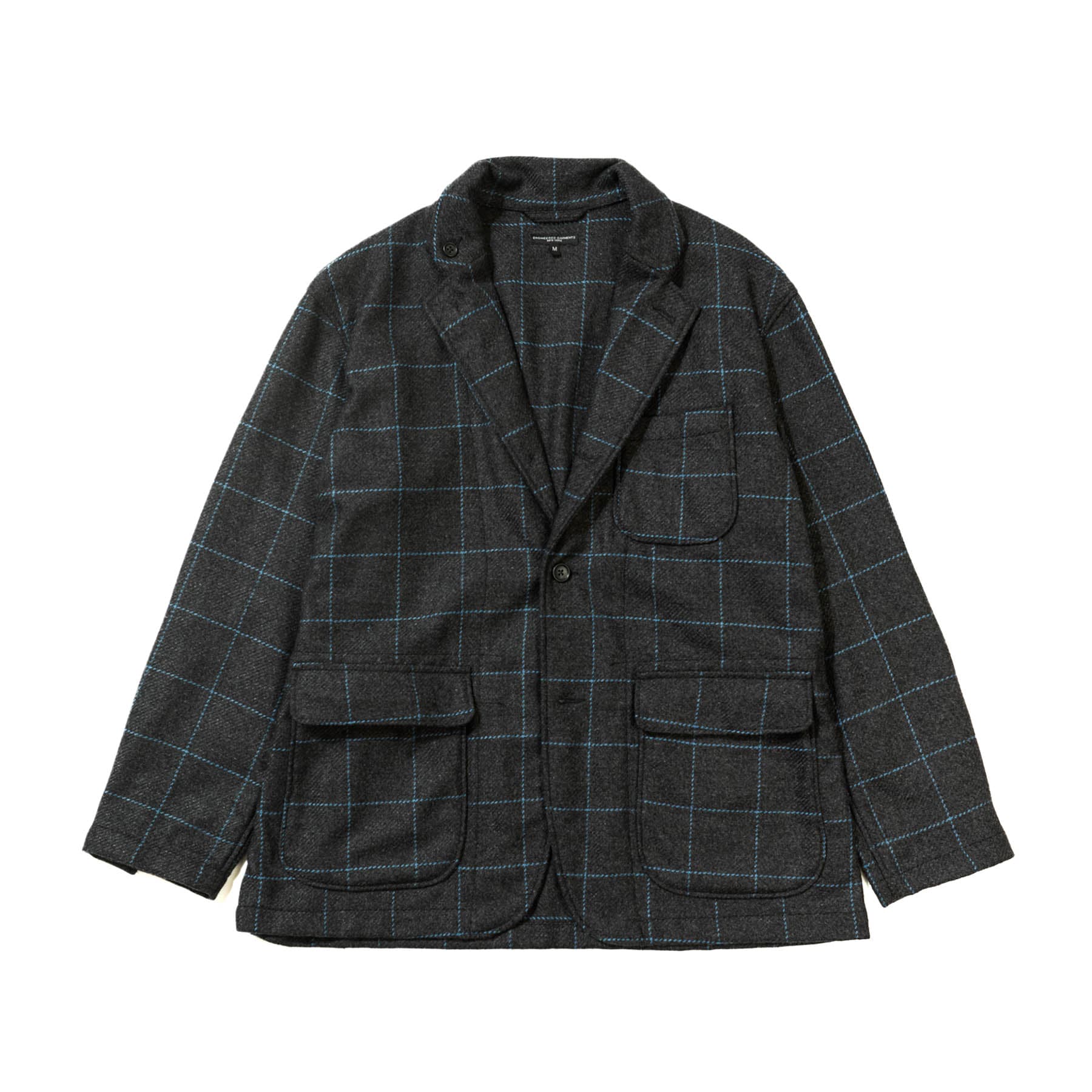 Loiter Jacket - Charcoal/Light Blue Wool Poly Windowpane
