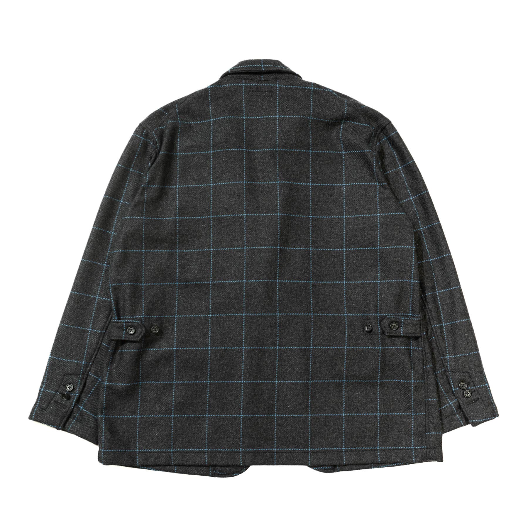 Loiter Jacket - Charcoal/Light Blue Wool Poly Windowpane