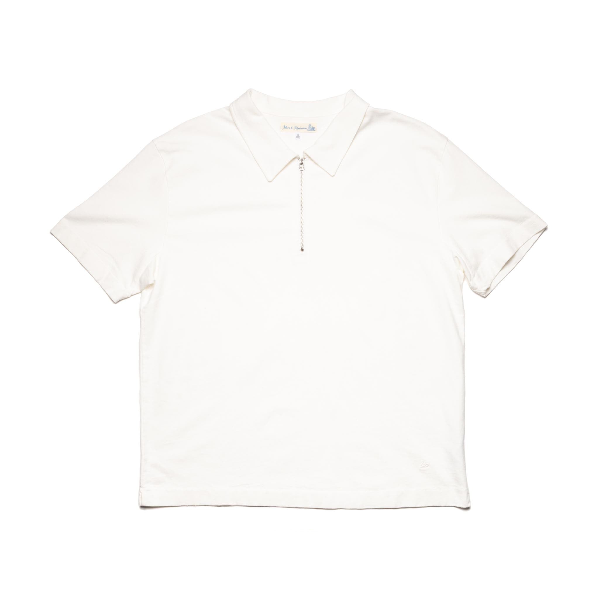 GIZAZIP01.01.4 Sturdy Boxy Fit Giza Cotton-Hemp Zip T-Shirt White