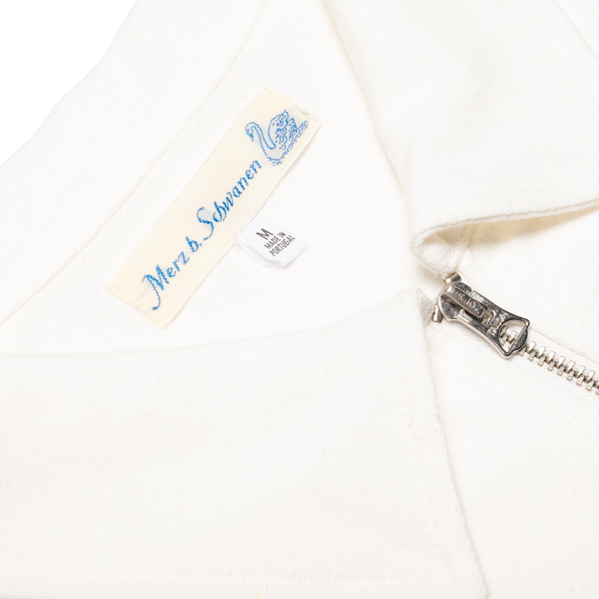 GIZAZIP01.01.4 Sturdy Boxy Fit Giza Cotton-Hemp Zip T-Shirt White