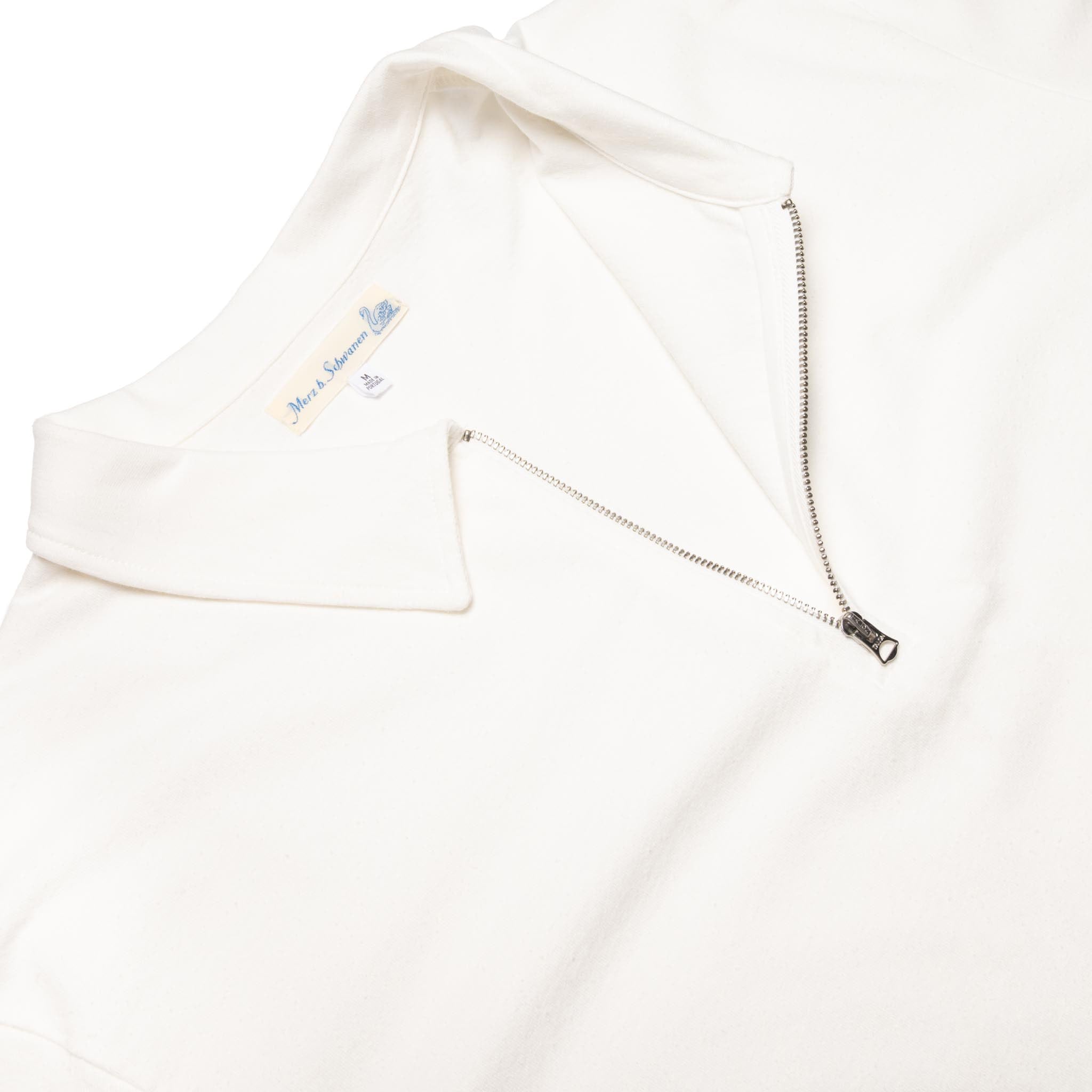GIZAZIP01.01.4 Sturdy Boxy Fit Giza Cotton-Hemp Zip T-Shirt White