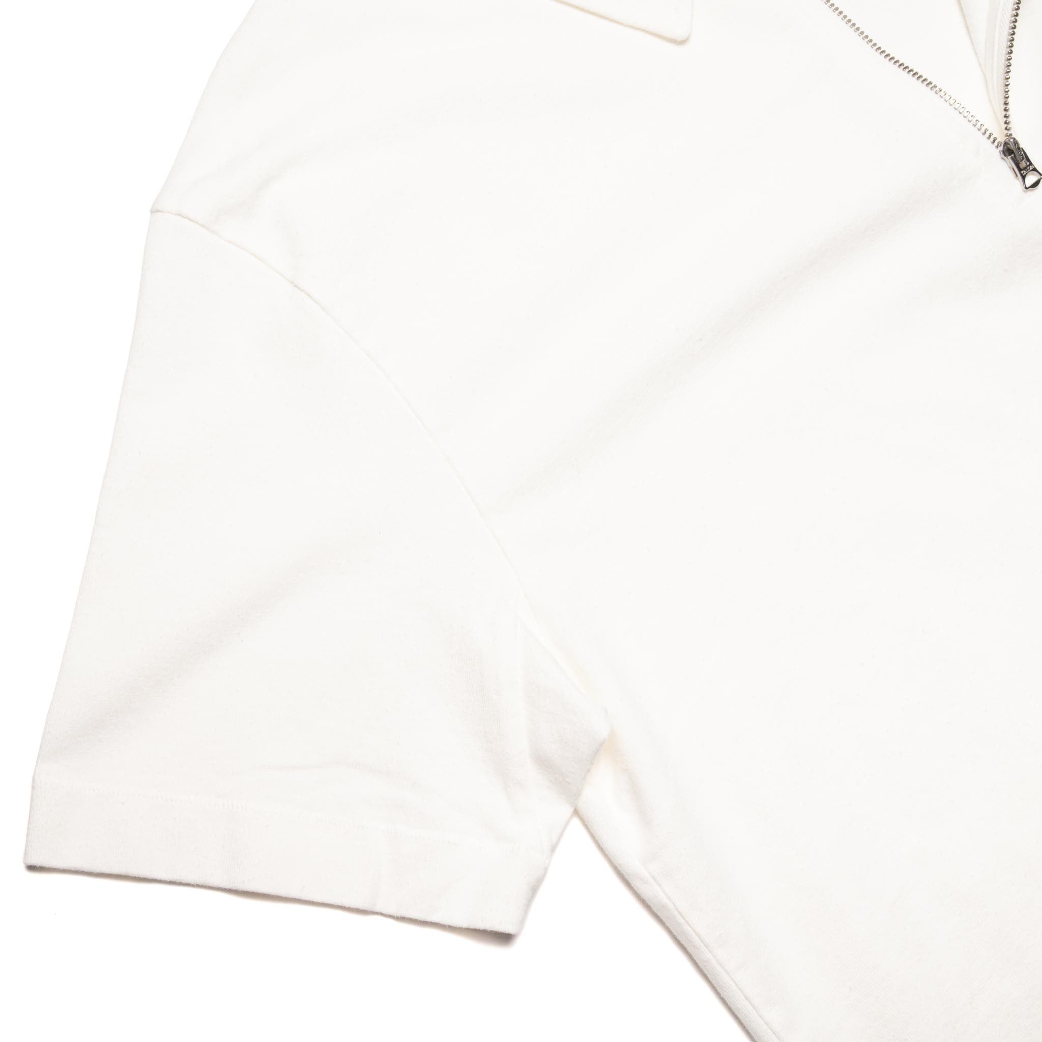 GIZAZIP01.01.4 Sturdy Boxy Fit Giza Cotton-Hemp Zip T-Shirt White