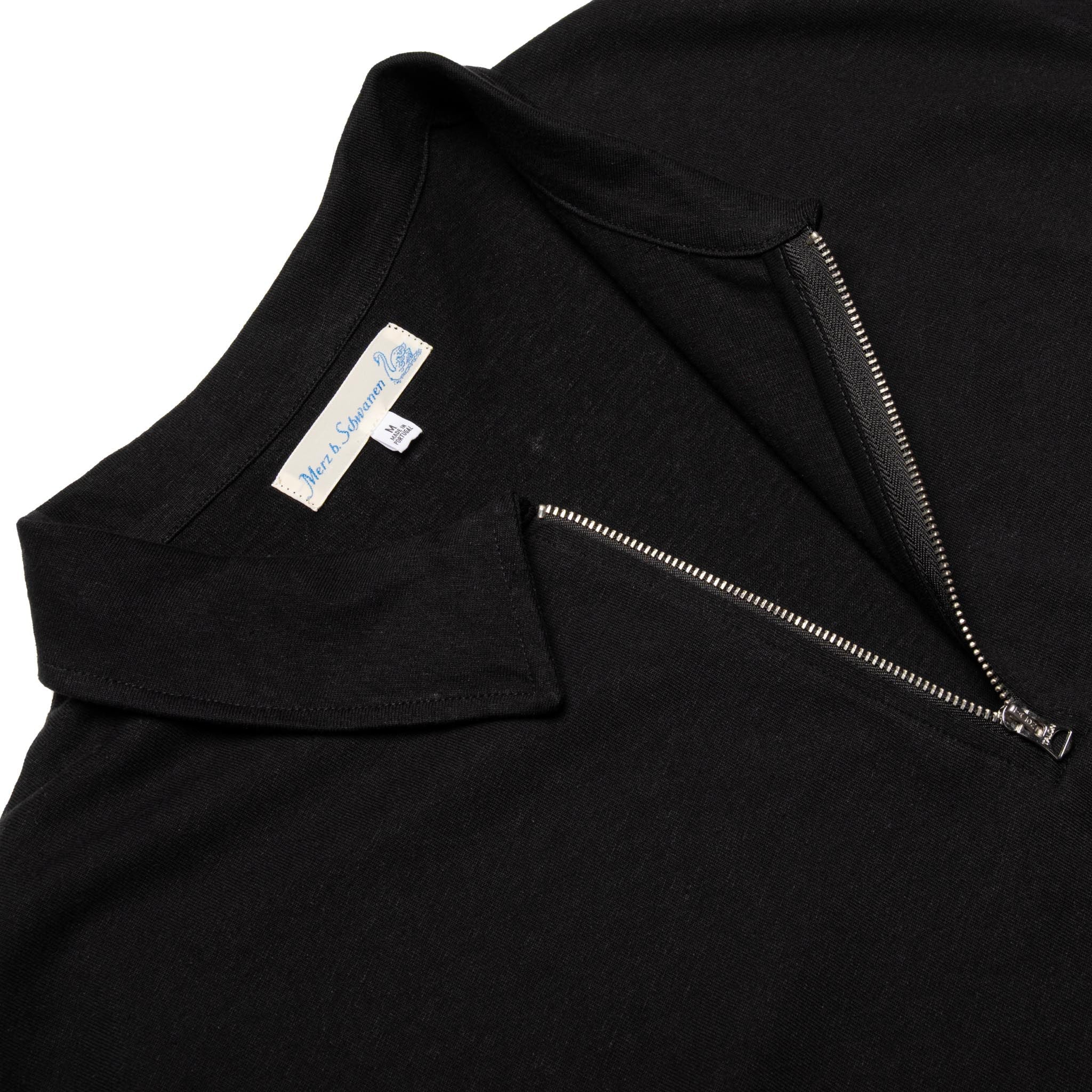 GIZAZIP01.99.4 Sturdy Boxy Fit Giza Cotton-Hemp Zip T-Shirt Black