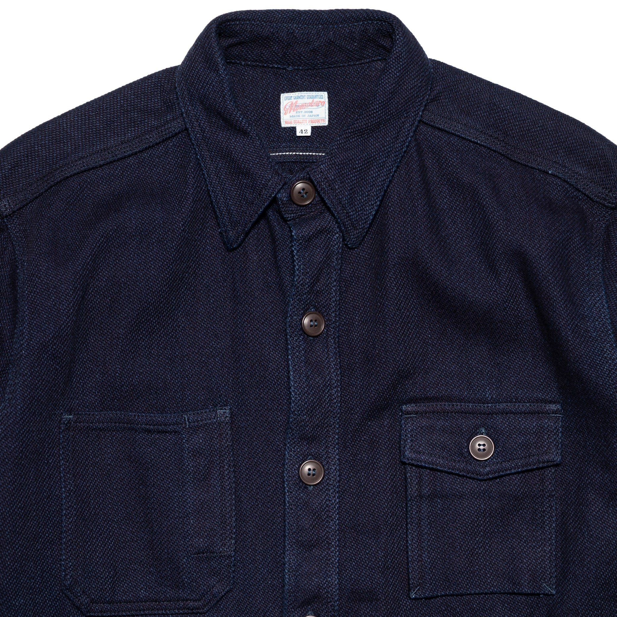 MZLS1070 Work Shirt Heavyweight Indigo Sashiko Dobby