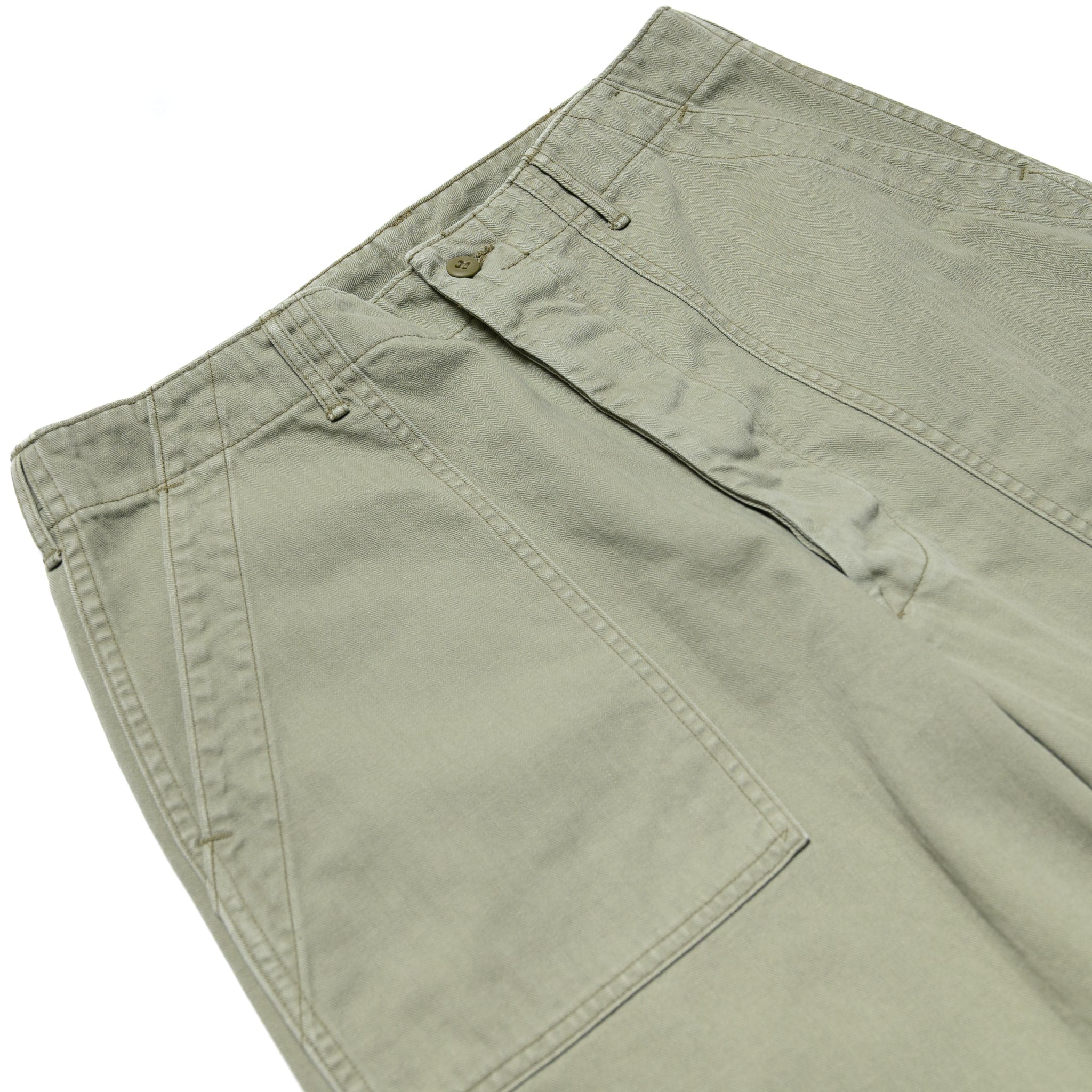 Herringbone Twill Summer Fatigue Pants - Green