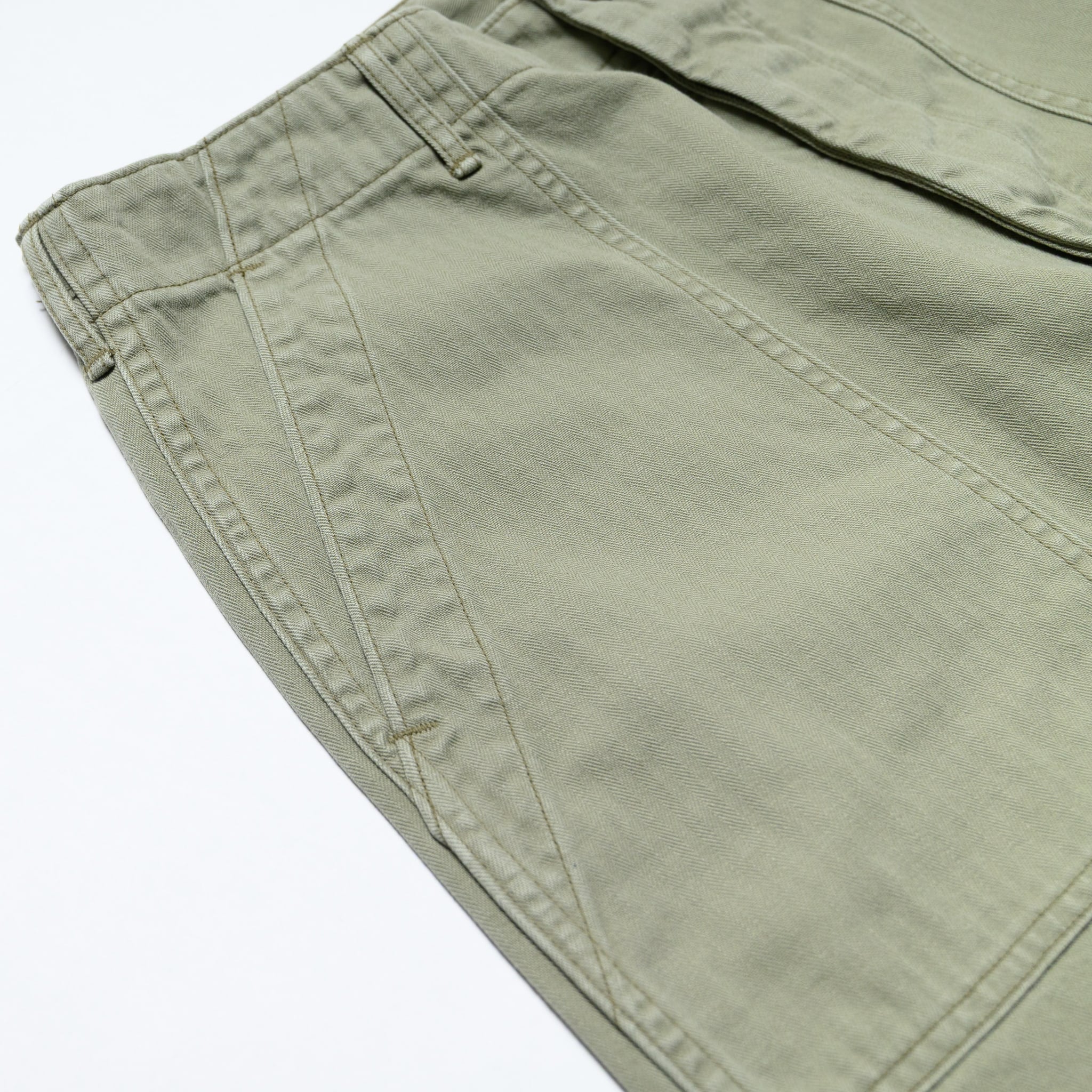 Herringbone Twill Summer Fatigue Pants - Green