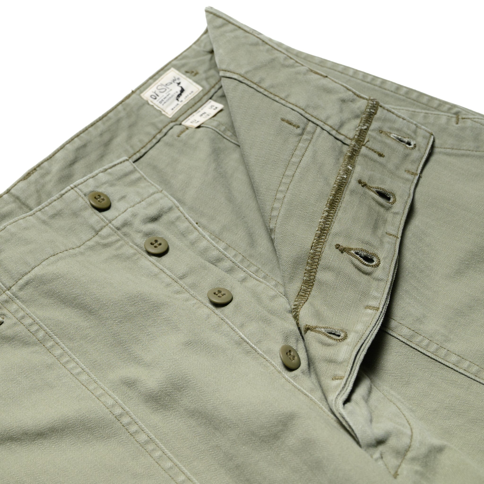 Herringbone Twill Summer Fatigue Pants - Green