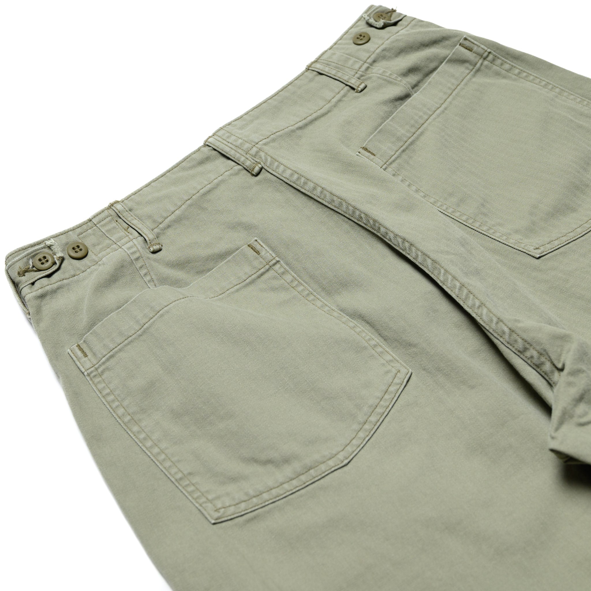 Herringbone Twill Summer Fatigue Pants - Green