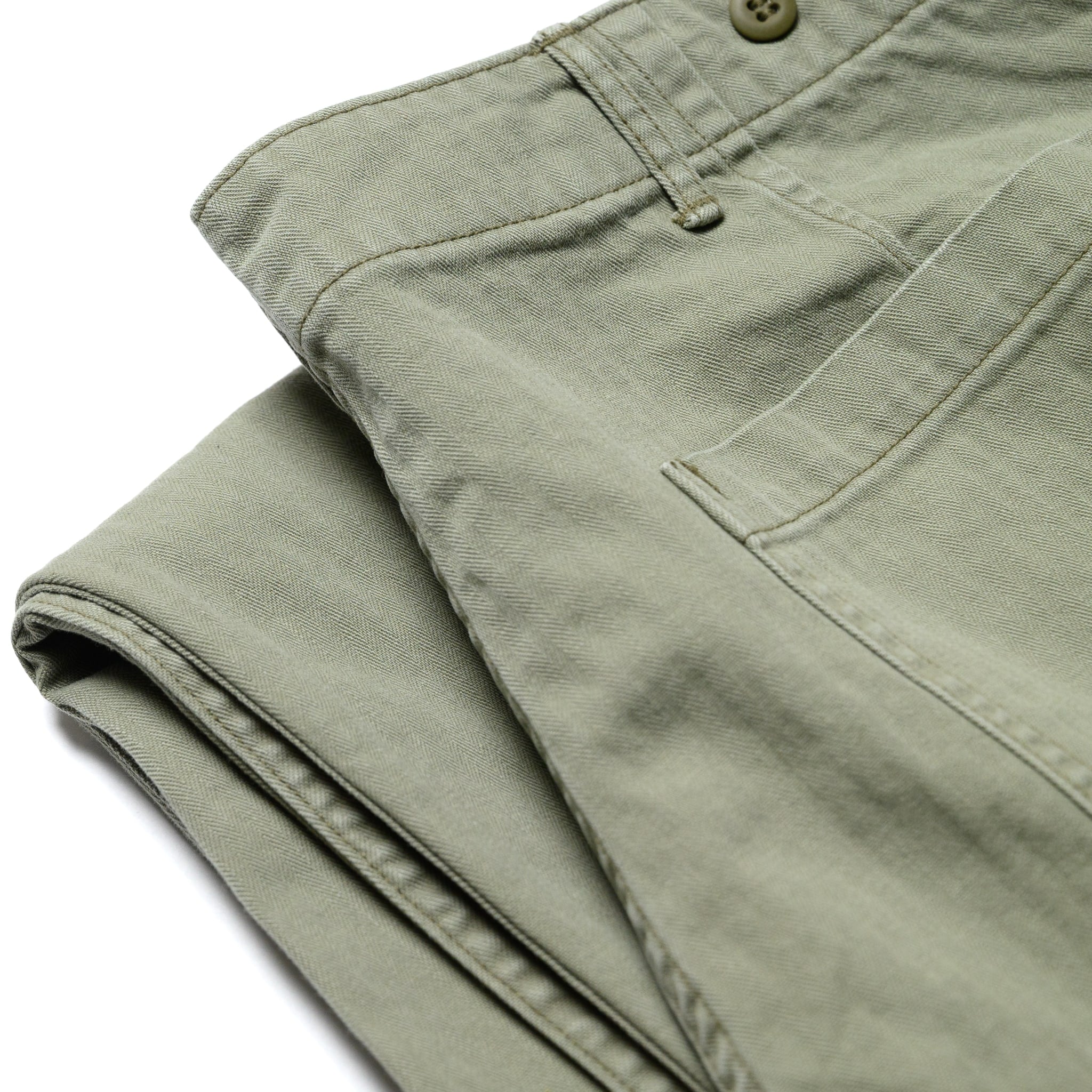 Herringbone Twill Summer Fatigue Pants - Green