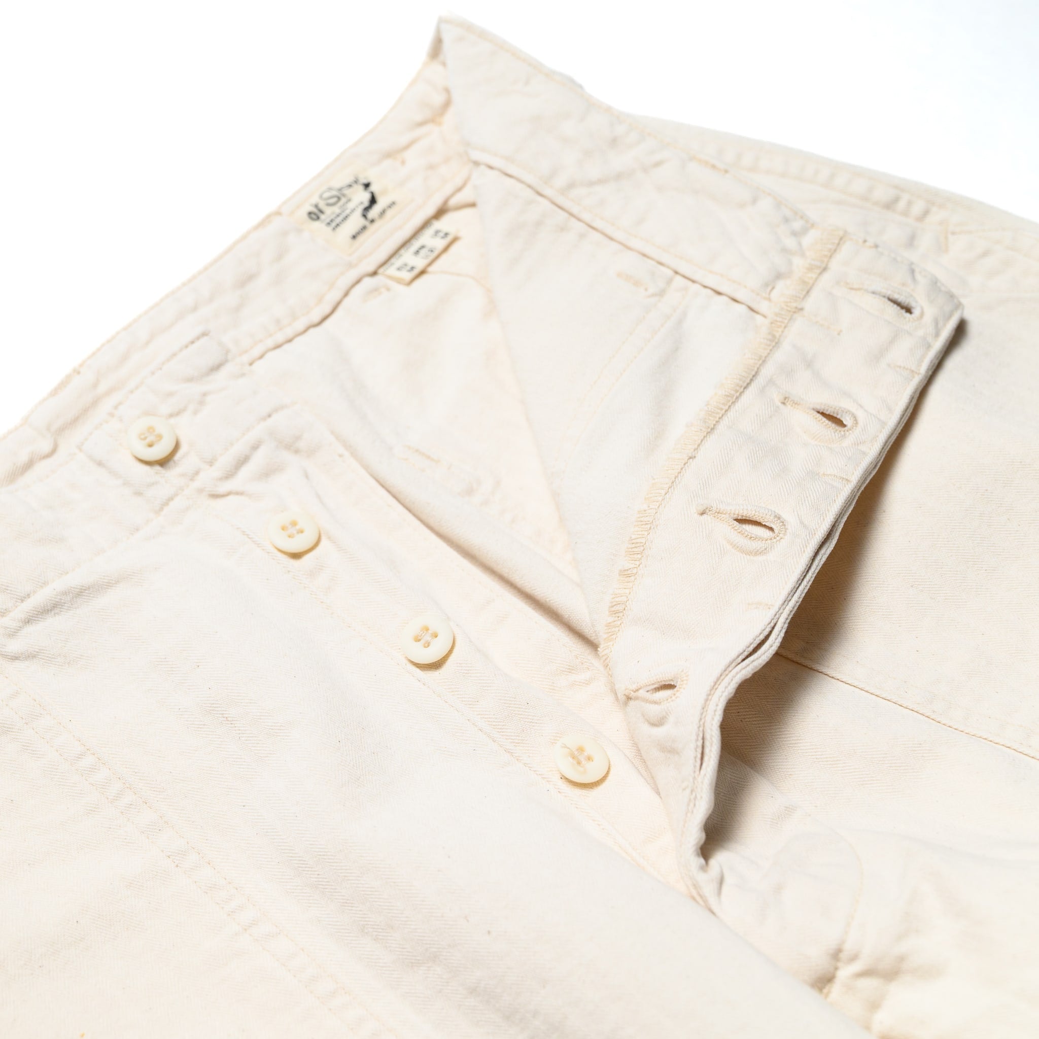Herringbone Twill Summer Fatigue Pants - Ecru