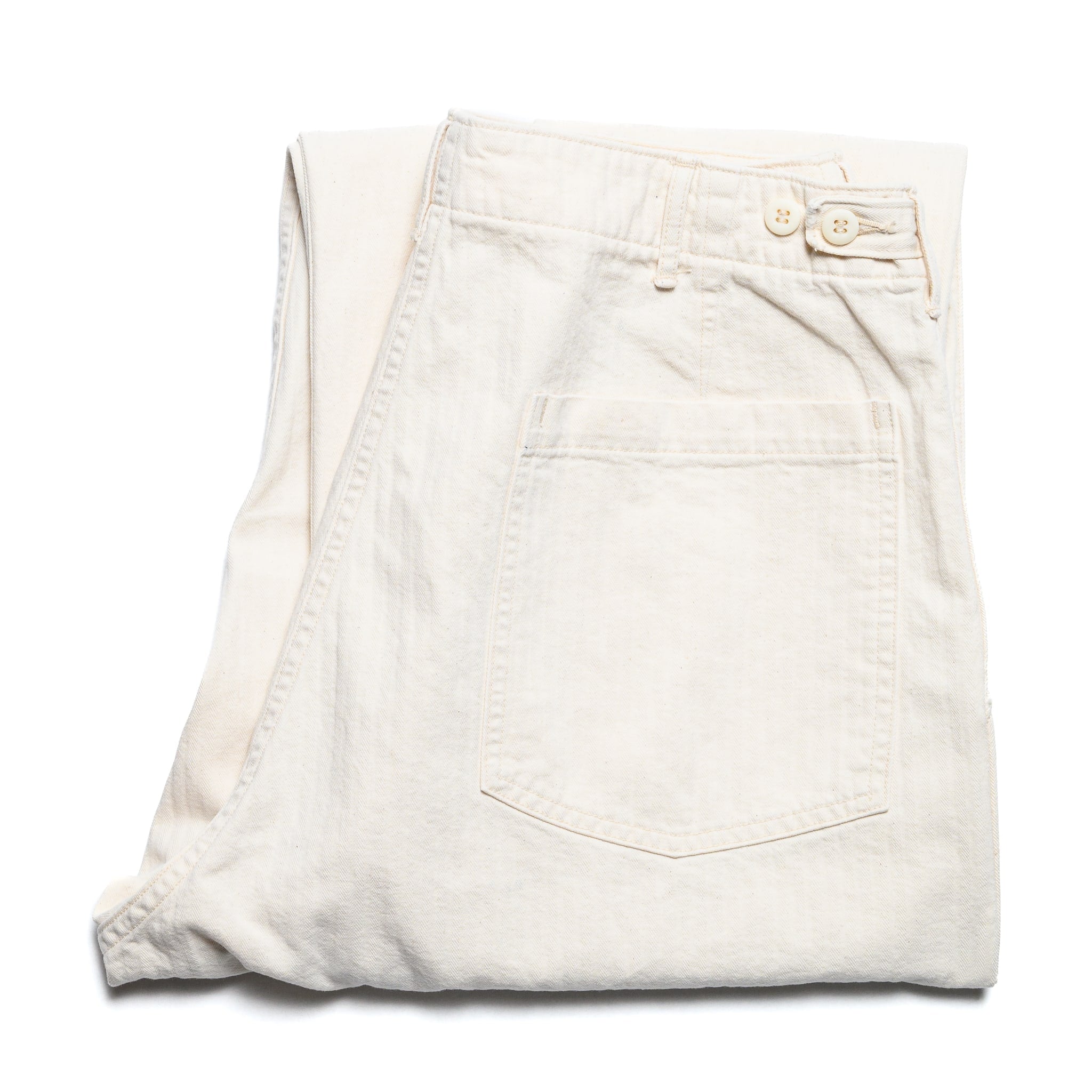 Herringbone Twill Summer Fatigue Pants - Ecru