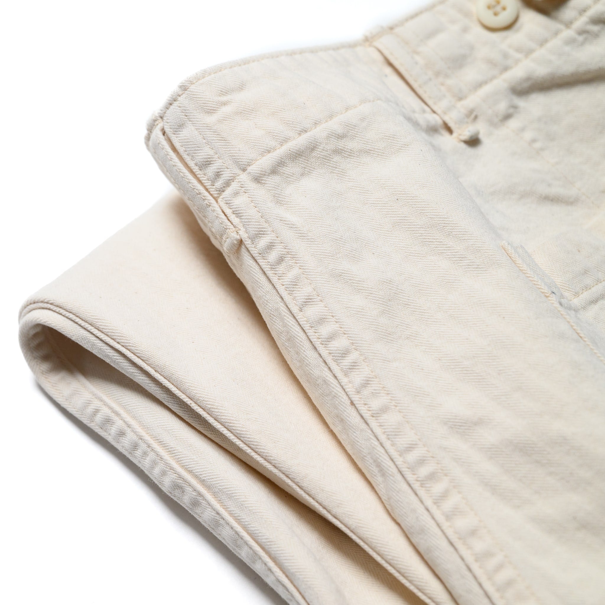 Herringbone Twill Summer Fatigue Pants - Ecru