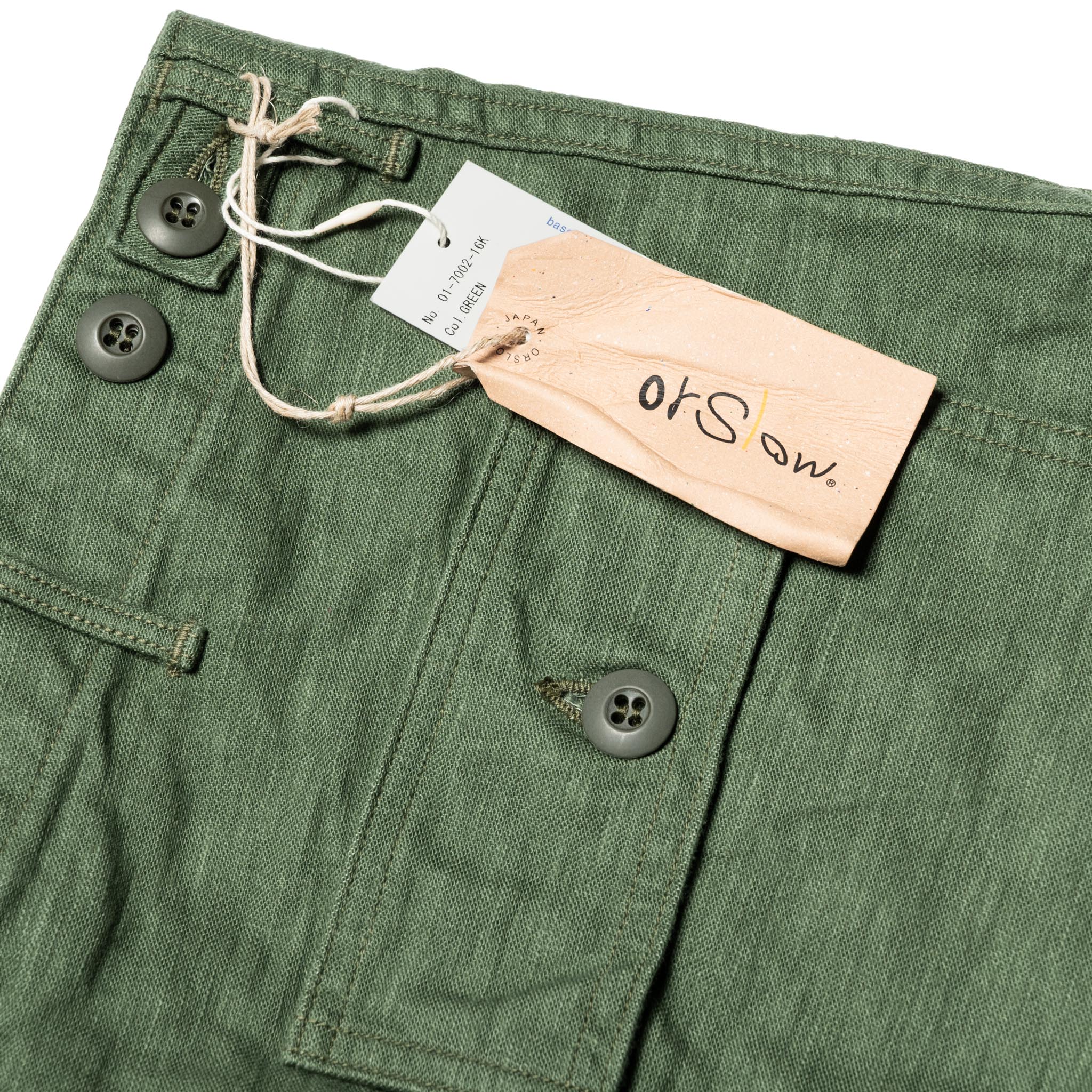 orSlow 01-7002-16 U.S. Army Fatigue Shorts Green | BlackBlue