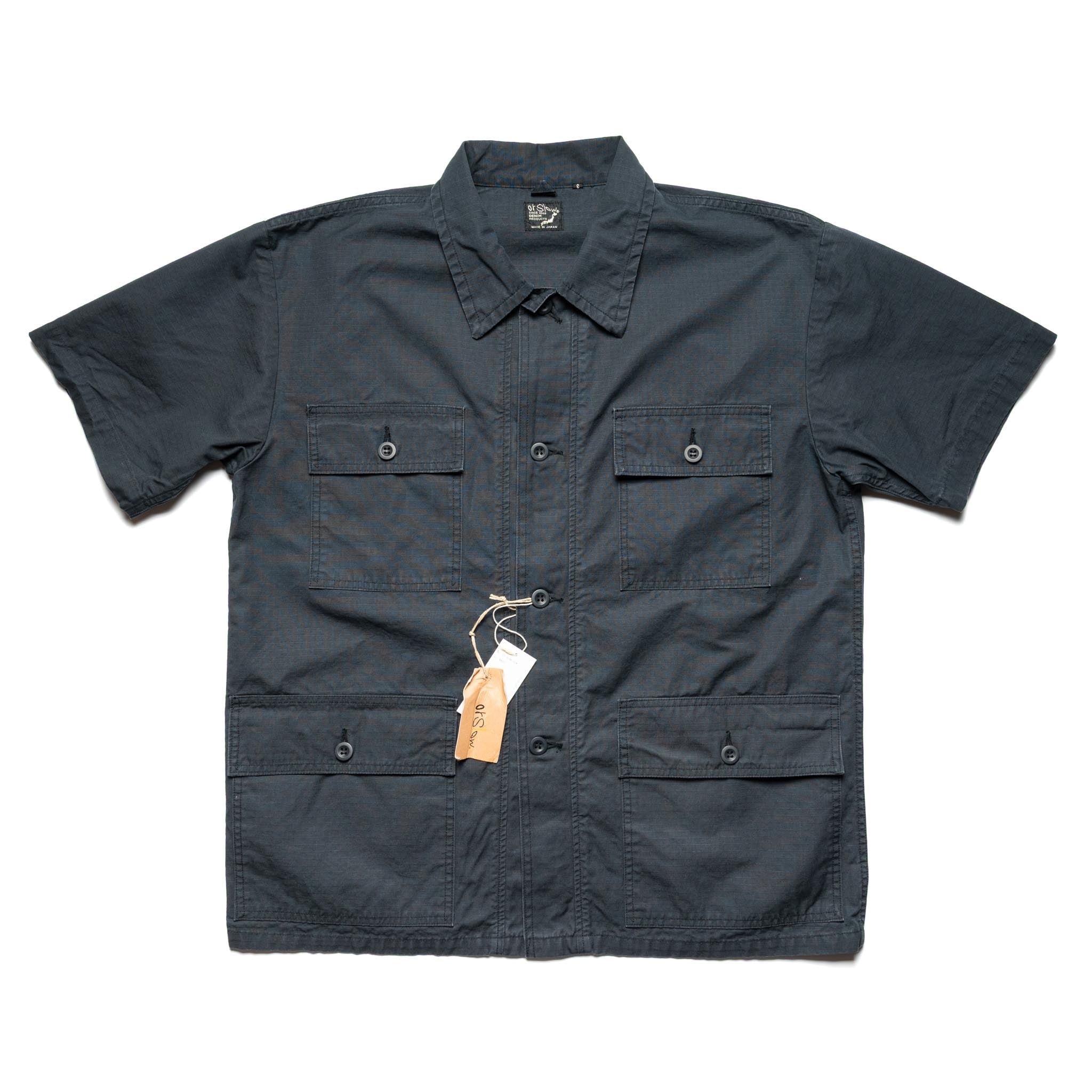 orSlow 01-8046-02 Utility Short Sleeve Shirt Jacket Navy | BlackBlue