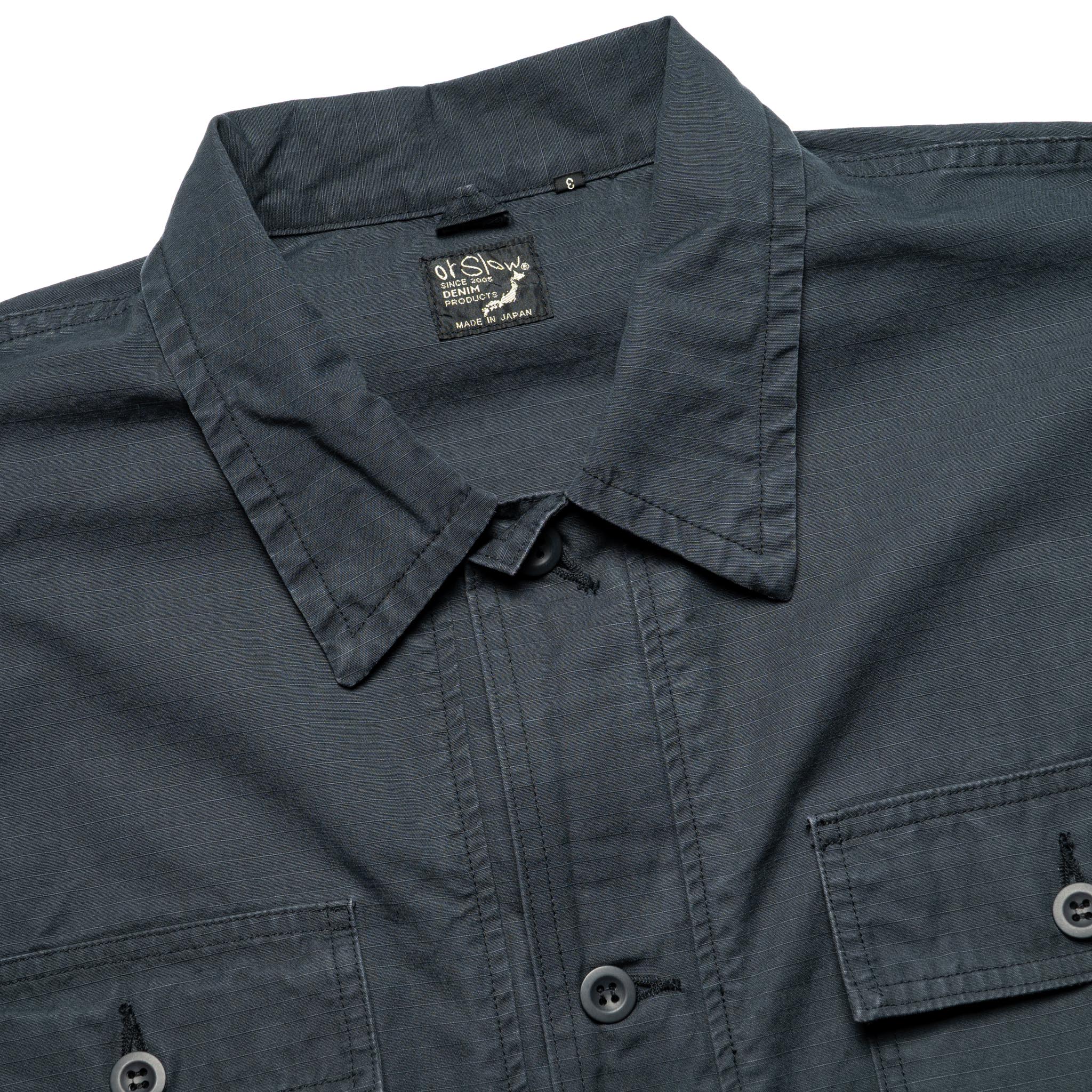 orSlow 01-8046-02 Utility Short Sleeve Shirt Jacket Navy | BlackBlue