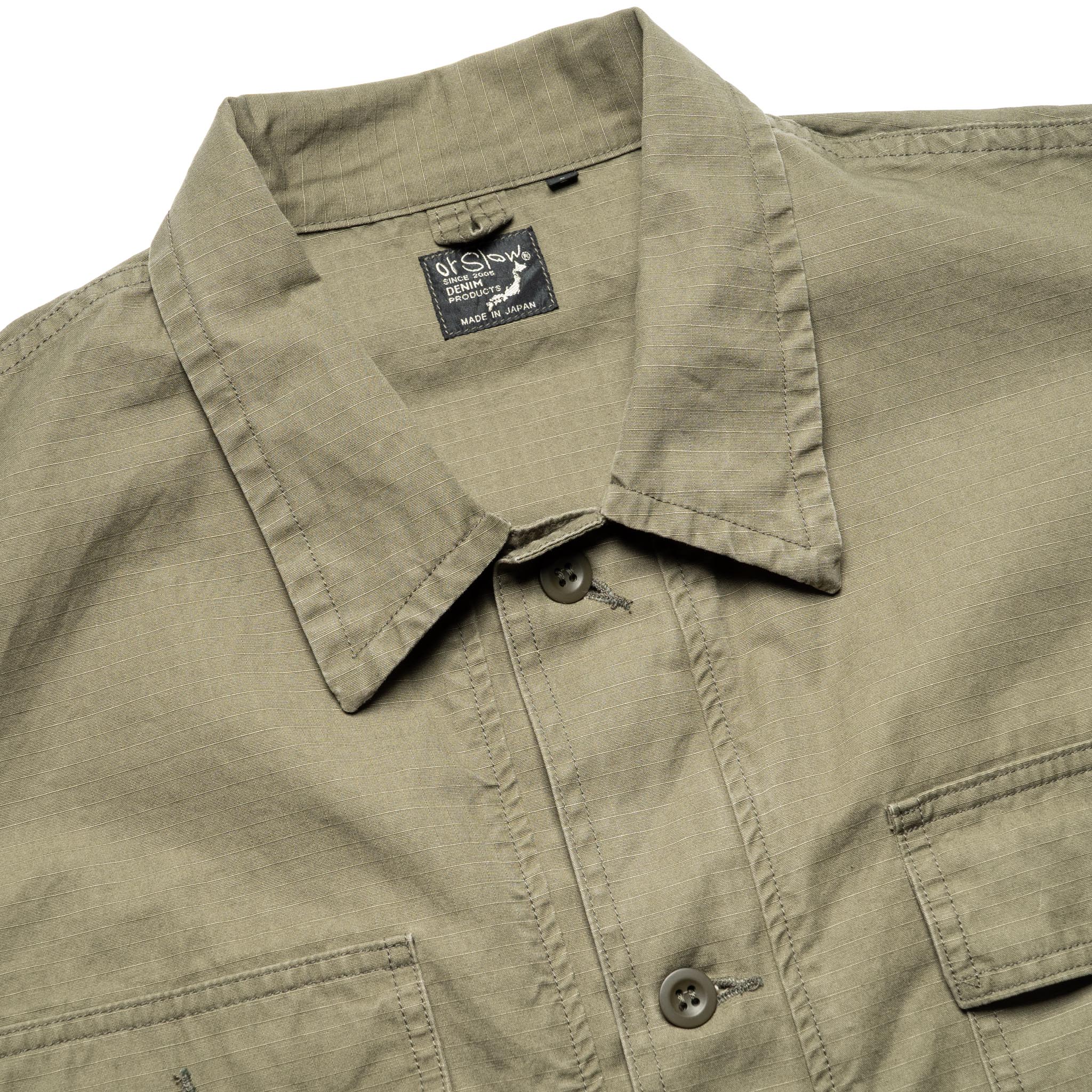 orSlow 01-8046-76 Utility Short Sleeve Shirt Jacket Army Green