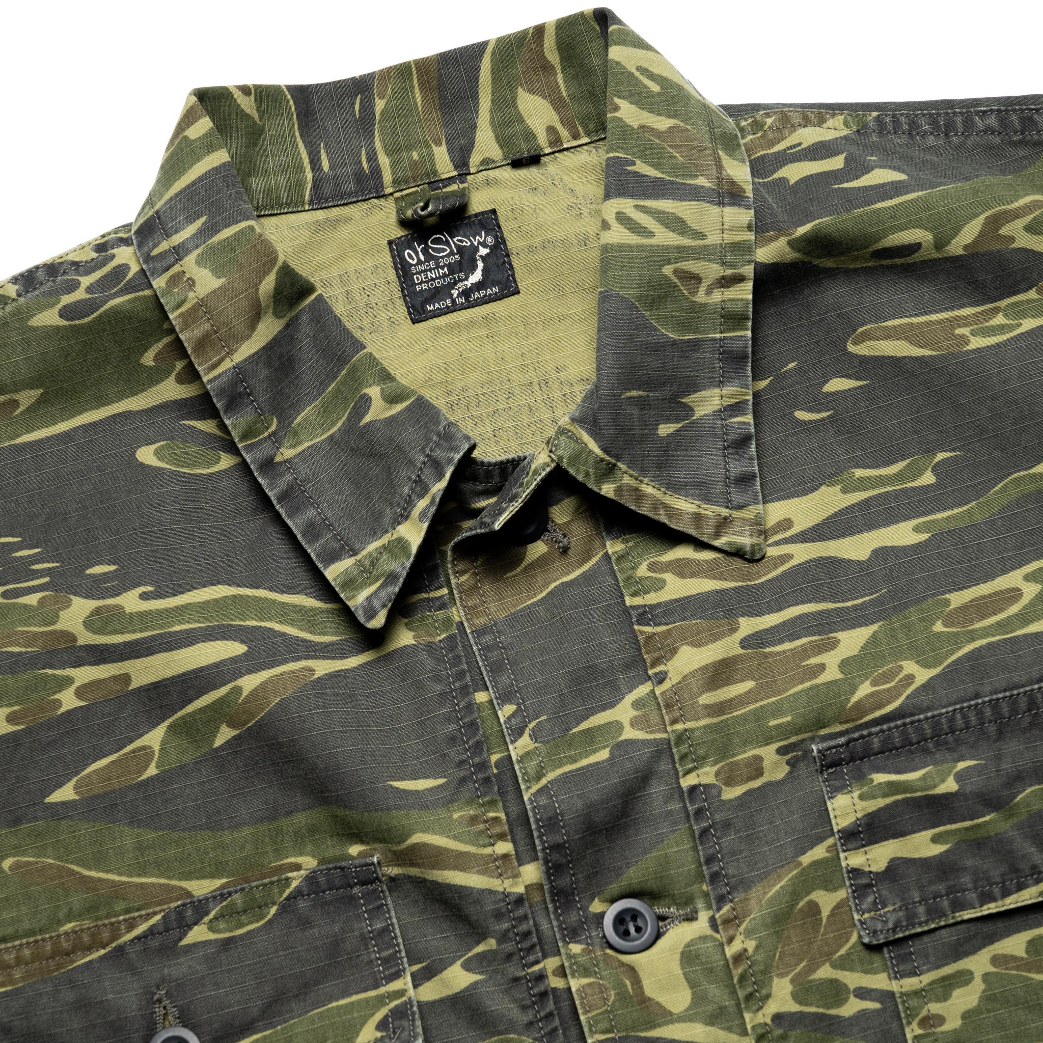 orSlow 01-8046-TGC Utility Short Sleeve Shirt Jacket Tiger Camo