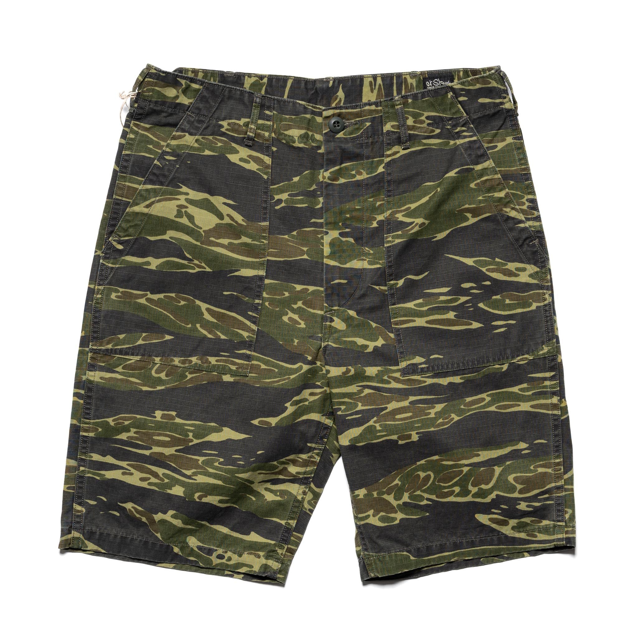 orSlow 01-7002-TGC U.S. Army Fatigue Shorts Tiger Camo | BlackBlue