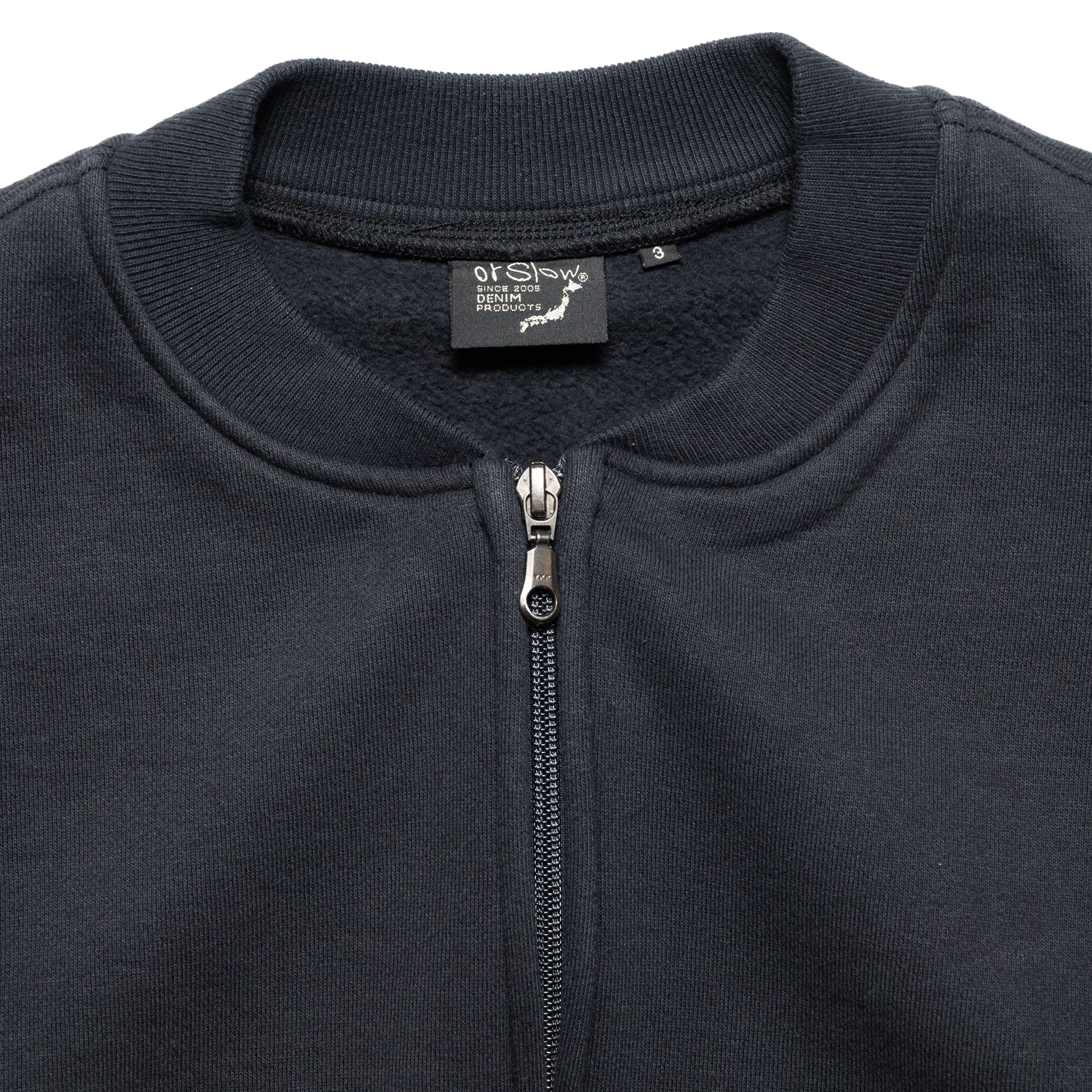 Front Zip Densely Knit Sweat Shirt - Dark Navy