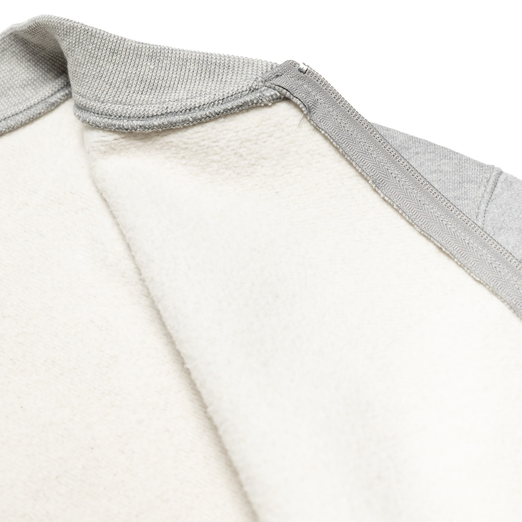 Front Zip Densely Knit Sweat Shirt - Heather Grey