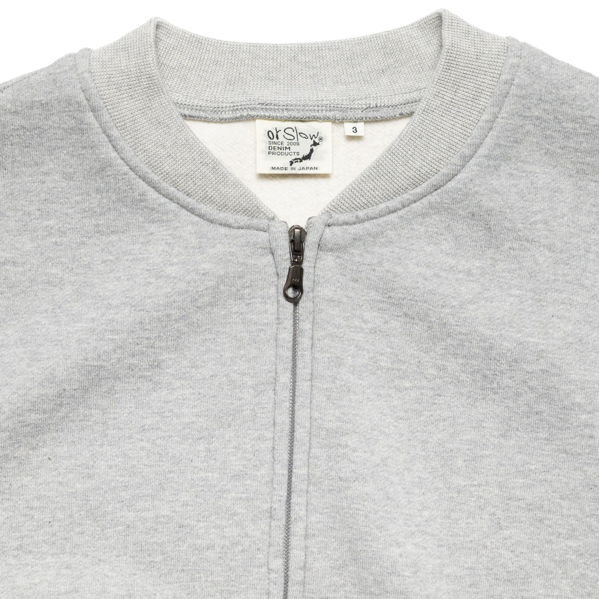 Front Zip Densely Knit Sweat Shirt - Heather Grey