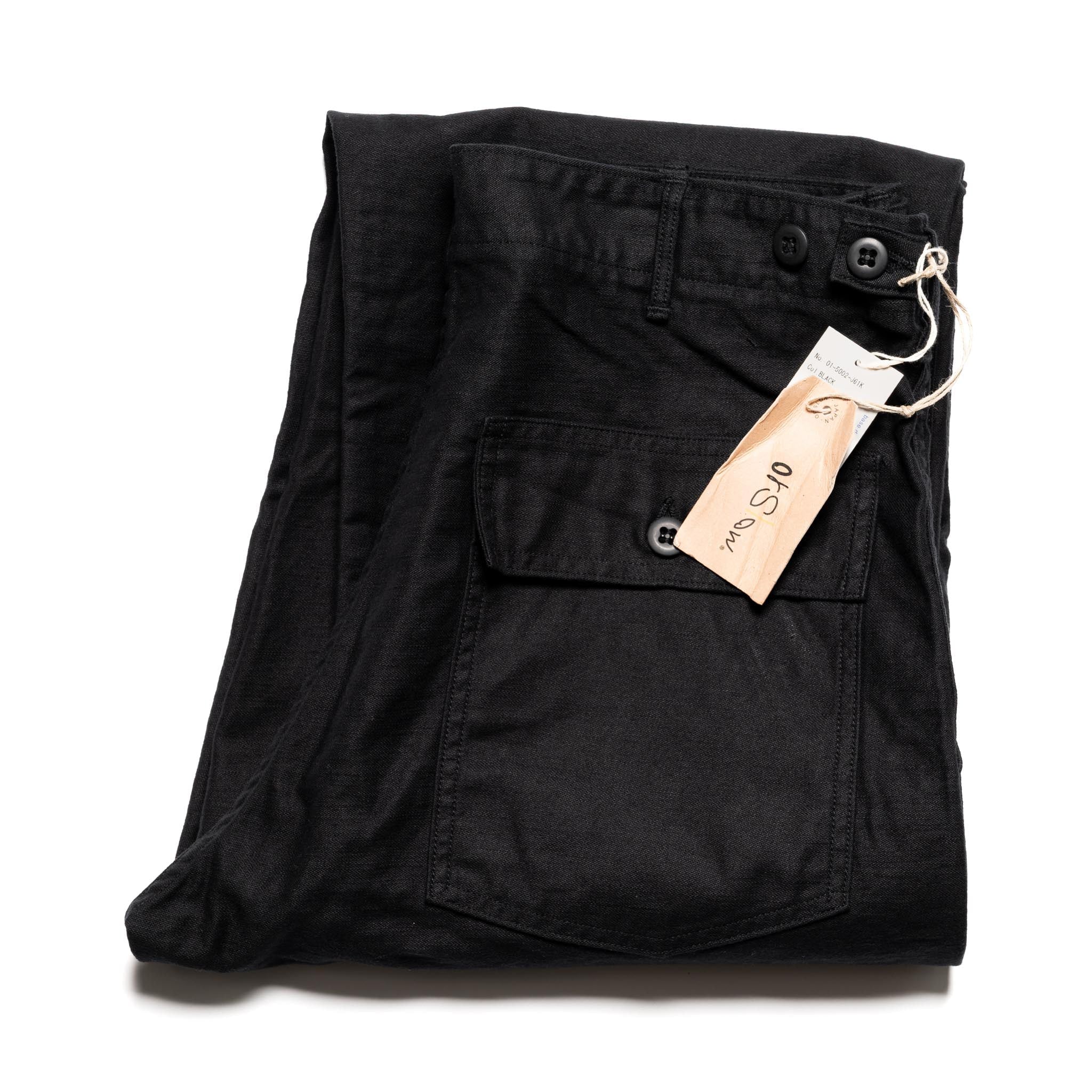 orSlow 01-5002-J61 U.S Army Fatigue Pants (Regular Fit) Black