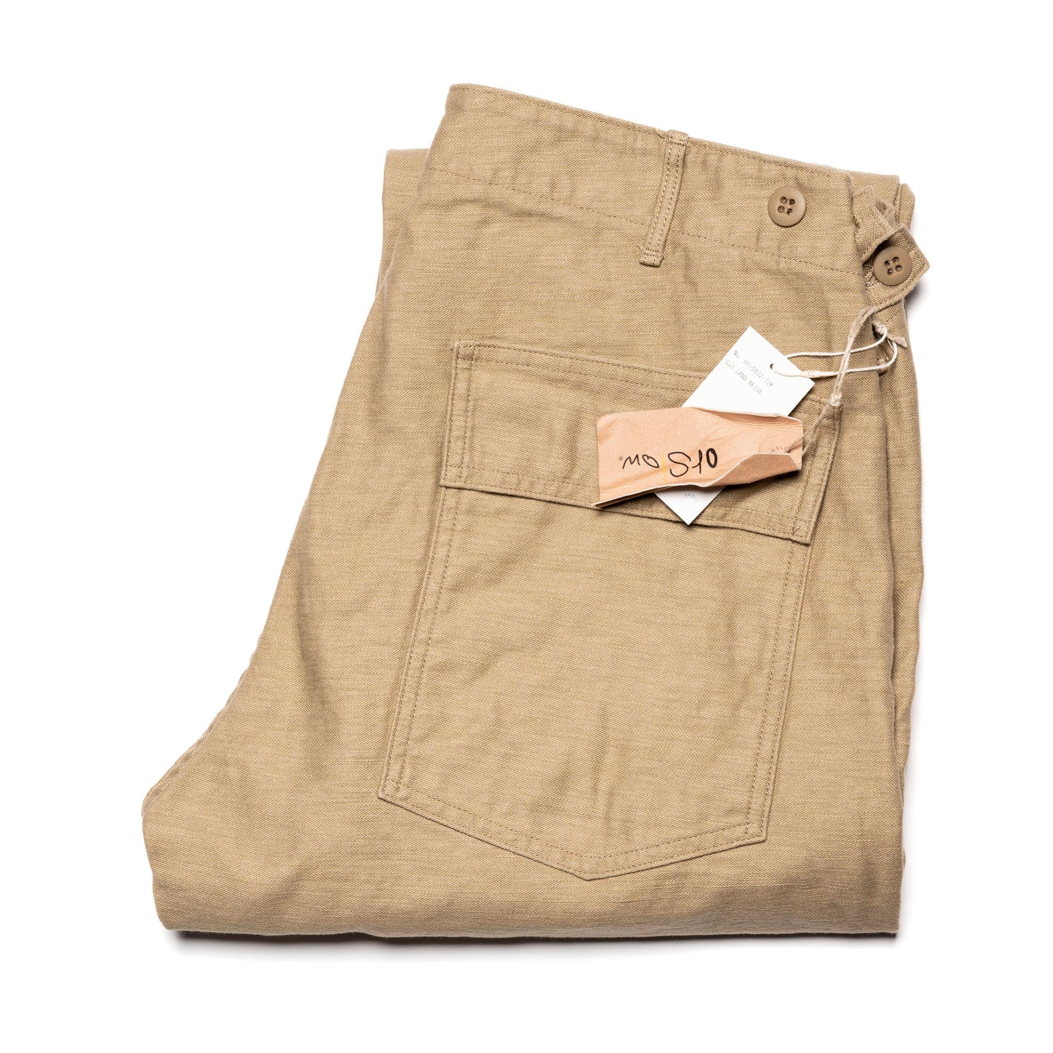 orSlow 01-5032-72 Slim Fit Fatigue Pants Sand Beige | BlackBlue