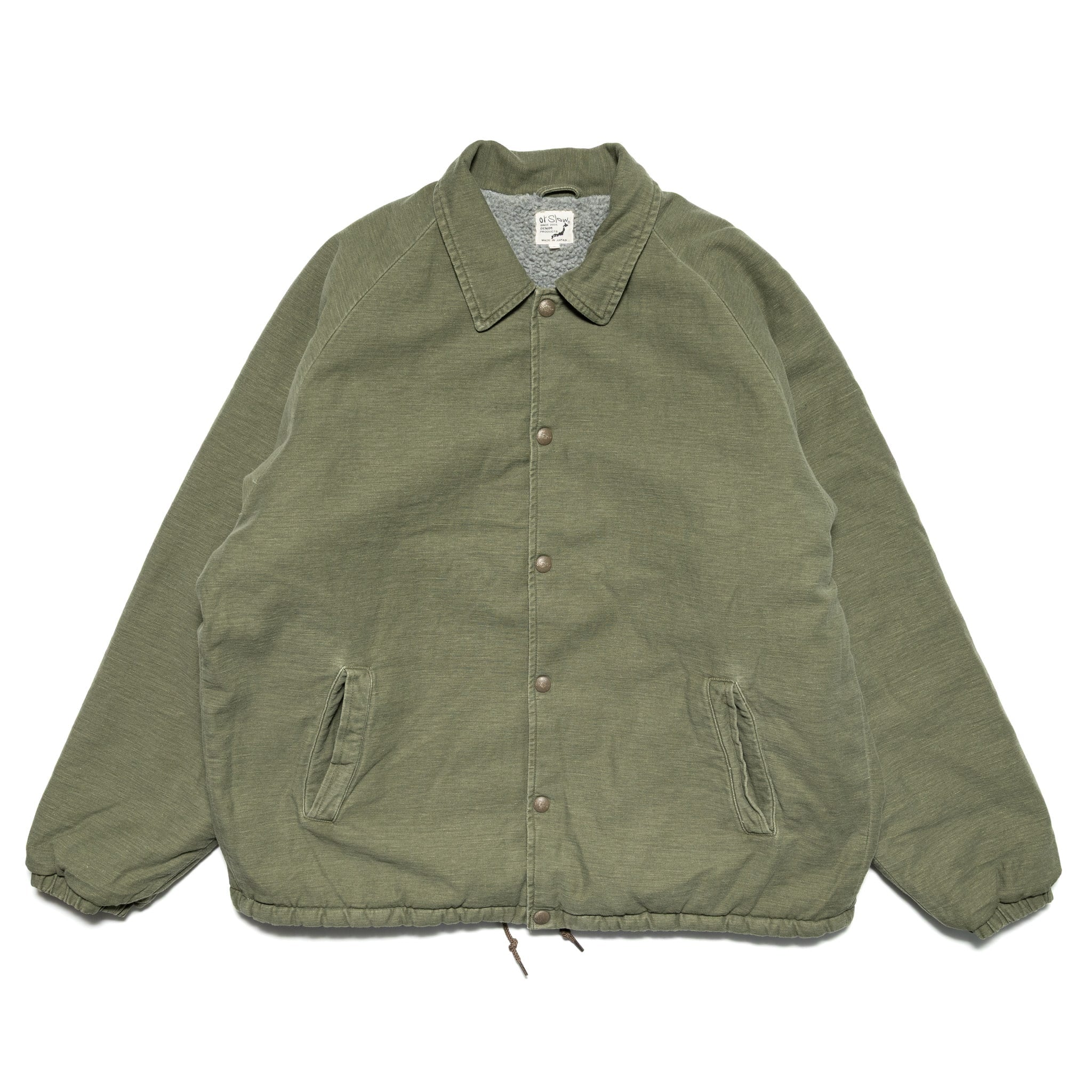 Vintage Washed Coach Jacket With Fleece Lining - Dark Olive