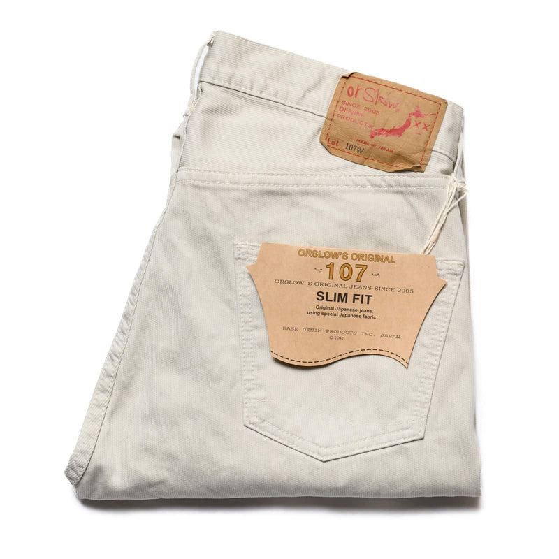 orSlow 107 Cotton Pique Ivy Fit Pants Ivory Folded