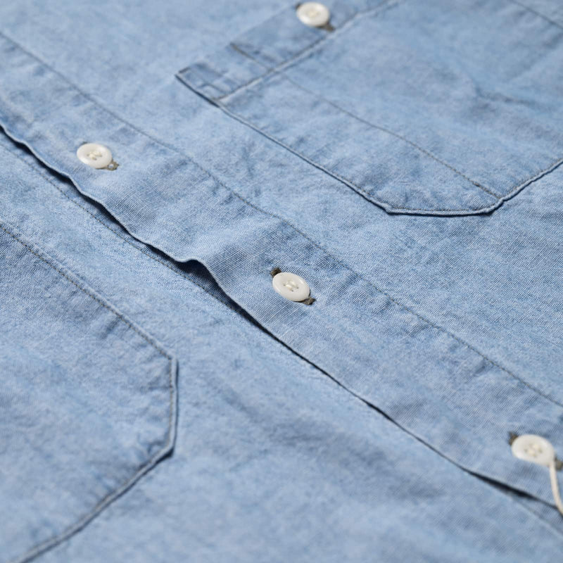 orSlow Chambray 60's Work Shirt Chambray Bleached Button Placket