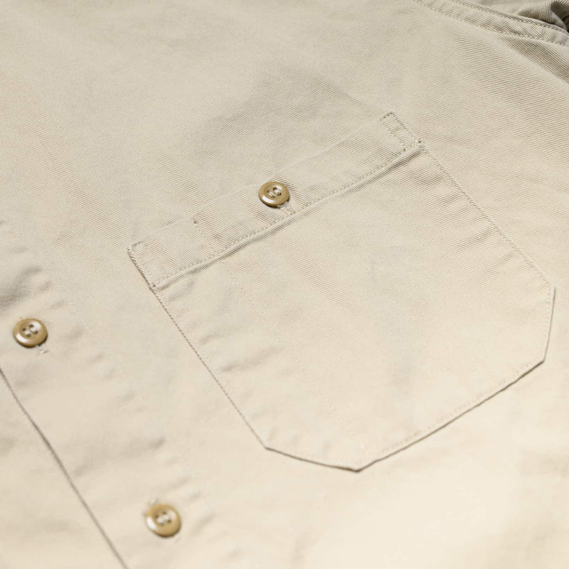 orslow Cotton Twill 60's Work Shirt Beige Front Pocket