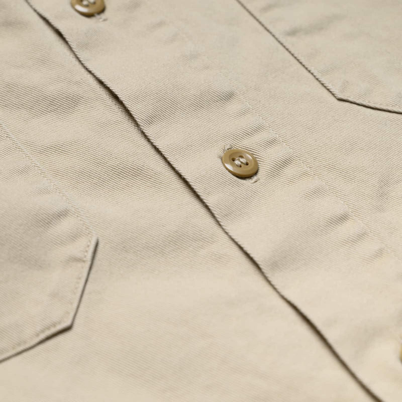 orslow Cotton Twill 60's Work Shirt Beige Button Detail