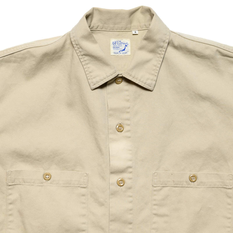orslow Cotton Twill 60's Work Shirt Beige Collar