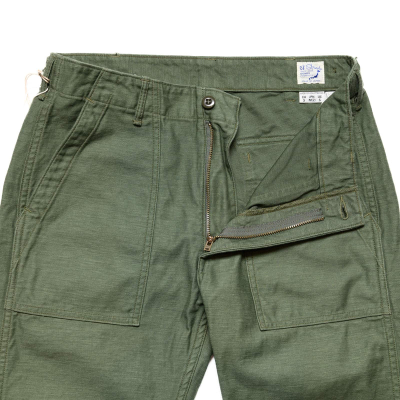 orSlow US Army Fatigue Pants (Slim Fit) Green Zipper Fly