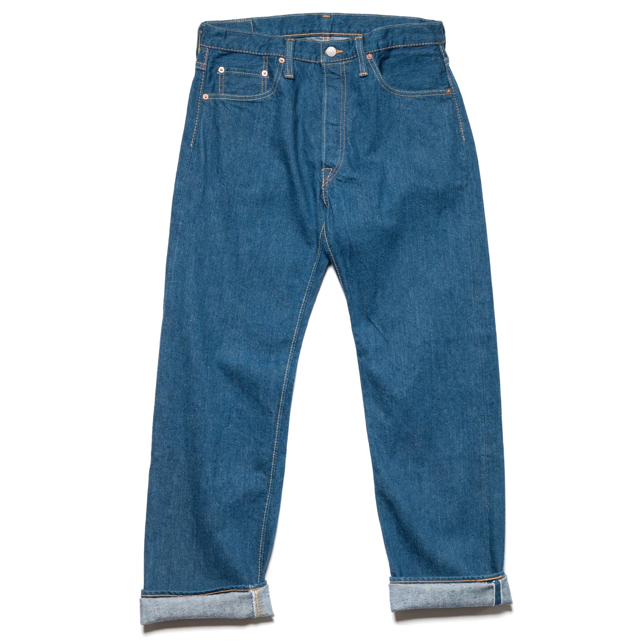 GRE-003 Regular Straight 14oz Greencast Indigo Selvedge Denim