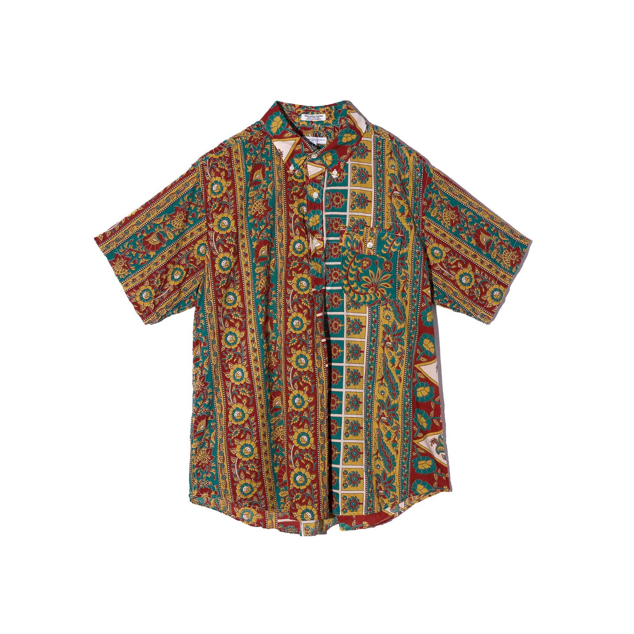 Popover BD Shirt - Jade/Khaki Cotton Floral Stripe Lawn