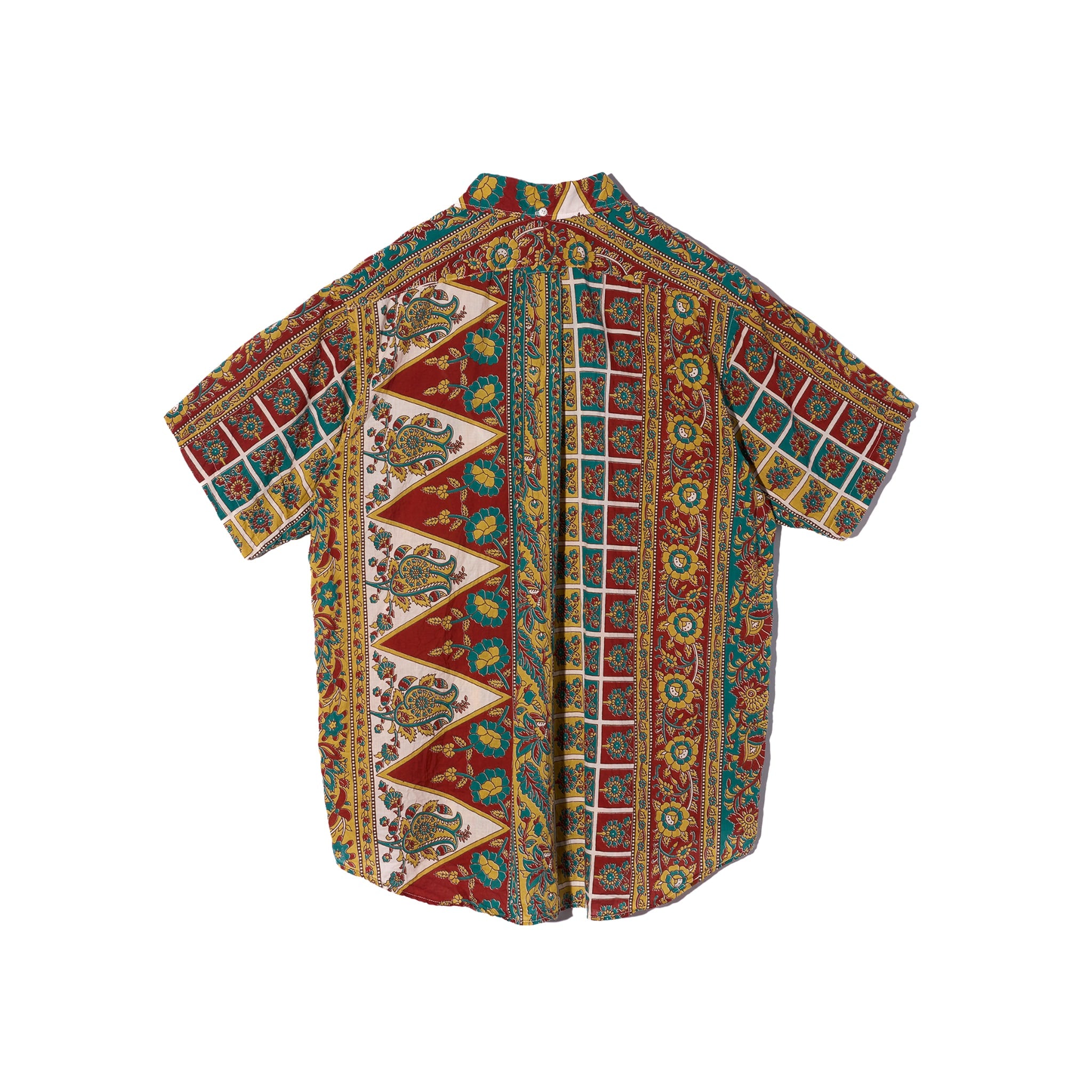 Popover BD Shirt - Jade/Khaki Cotton Floral Stripe Lawn