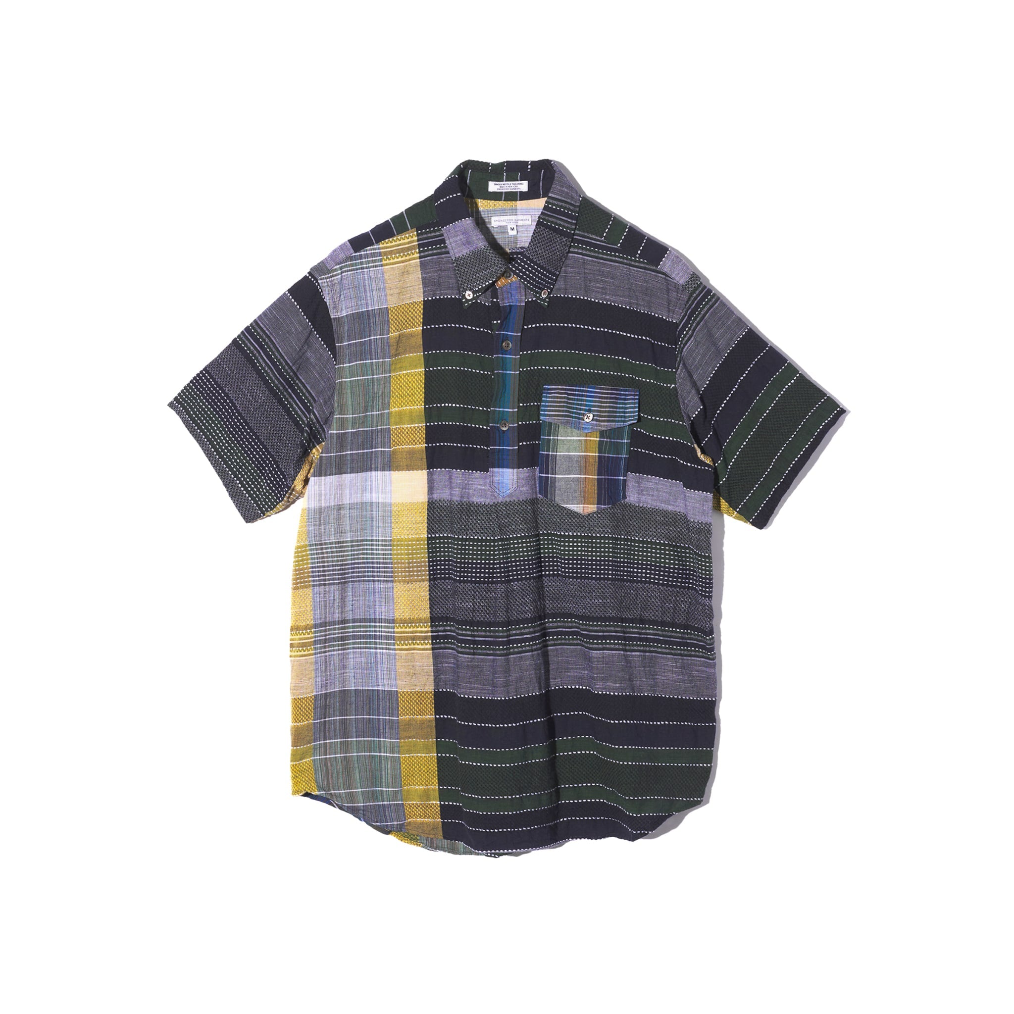Popover BD Shirt - Navy/Yellow/Green Madras Dobby Jacquard